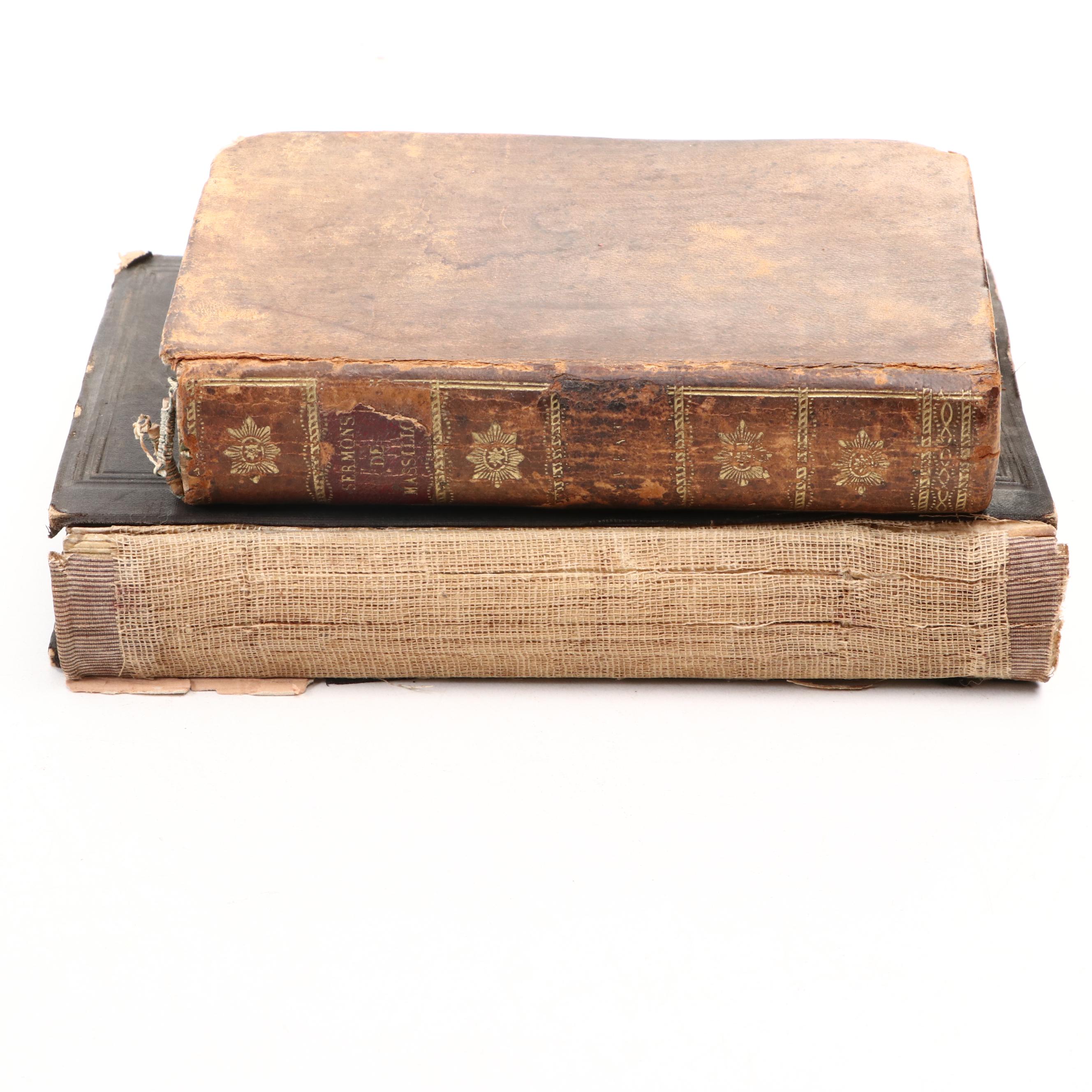 French "Semons de M. Massillon" with Odd Fellows Certificate Book and More