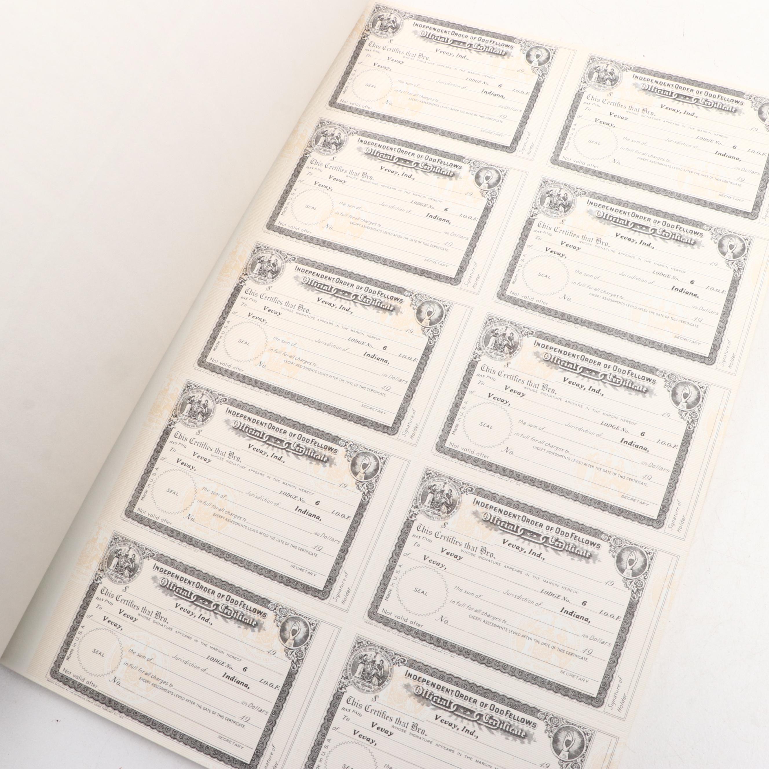 French "Semons de M. Massillon" with Odd Fellows Certificate Book and More