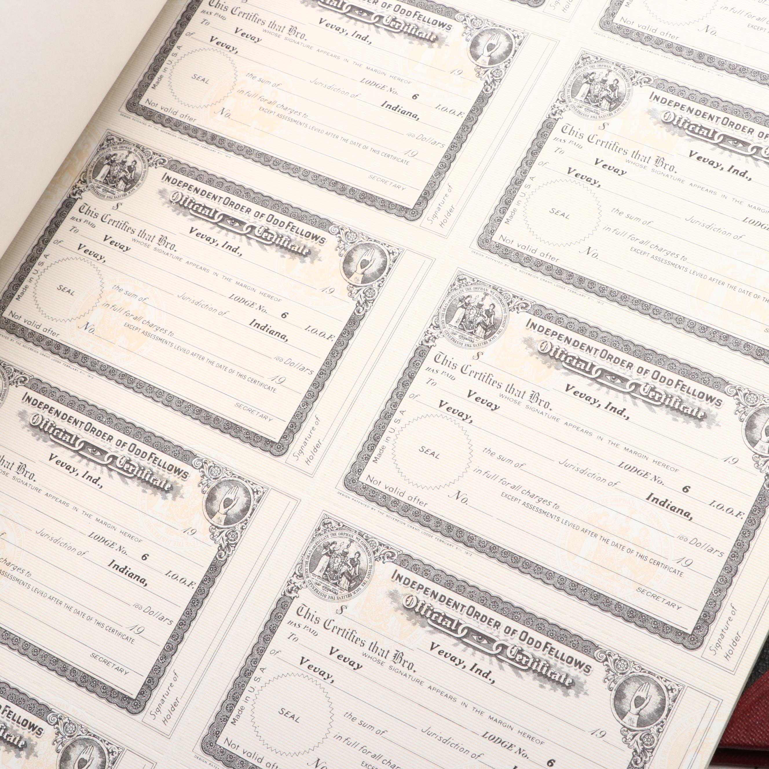 French "Semons de M. Massillon" with Odd Fellows Certificate Book and More