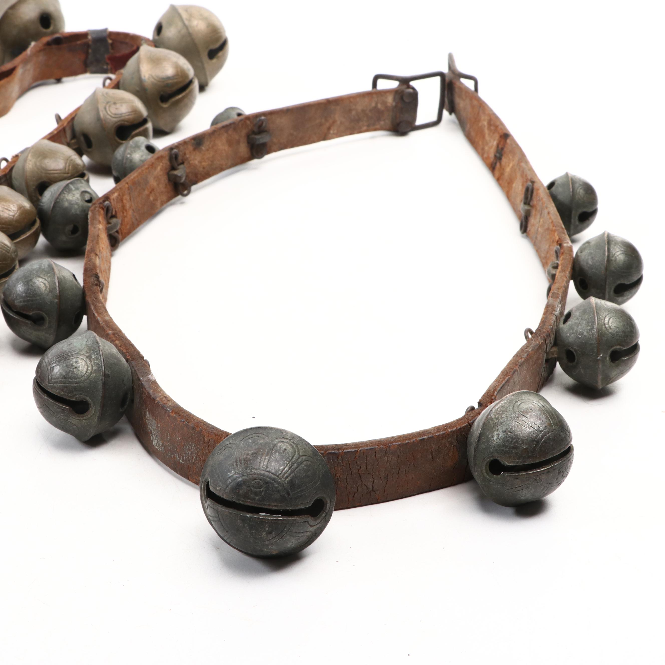 Late Victorian Sleigh Bells on Leather Straps