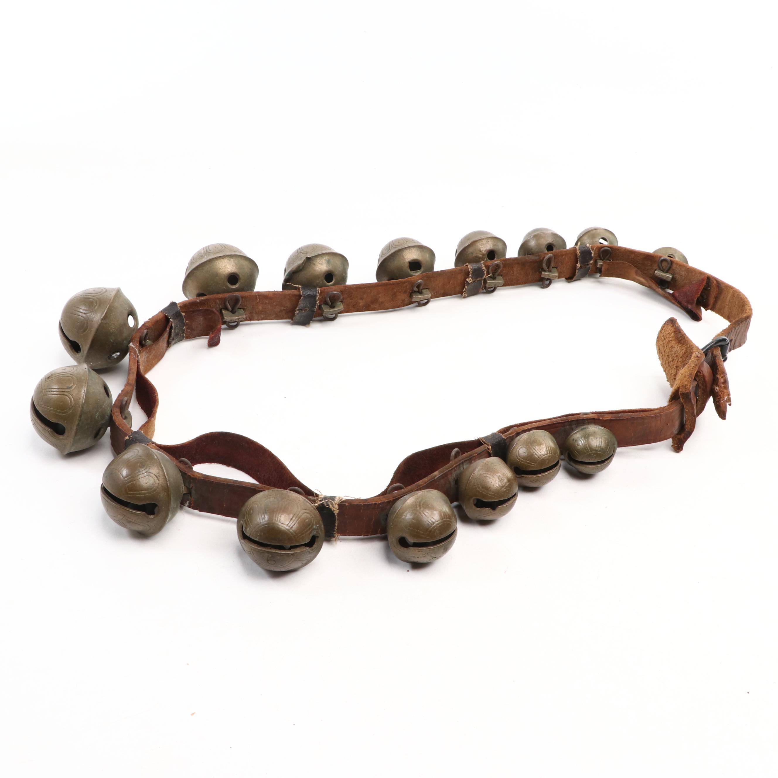 Late Victorian Sleigh Bells on Leather Straps