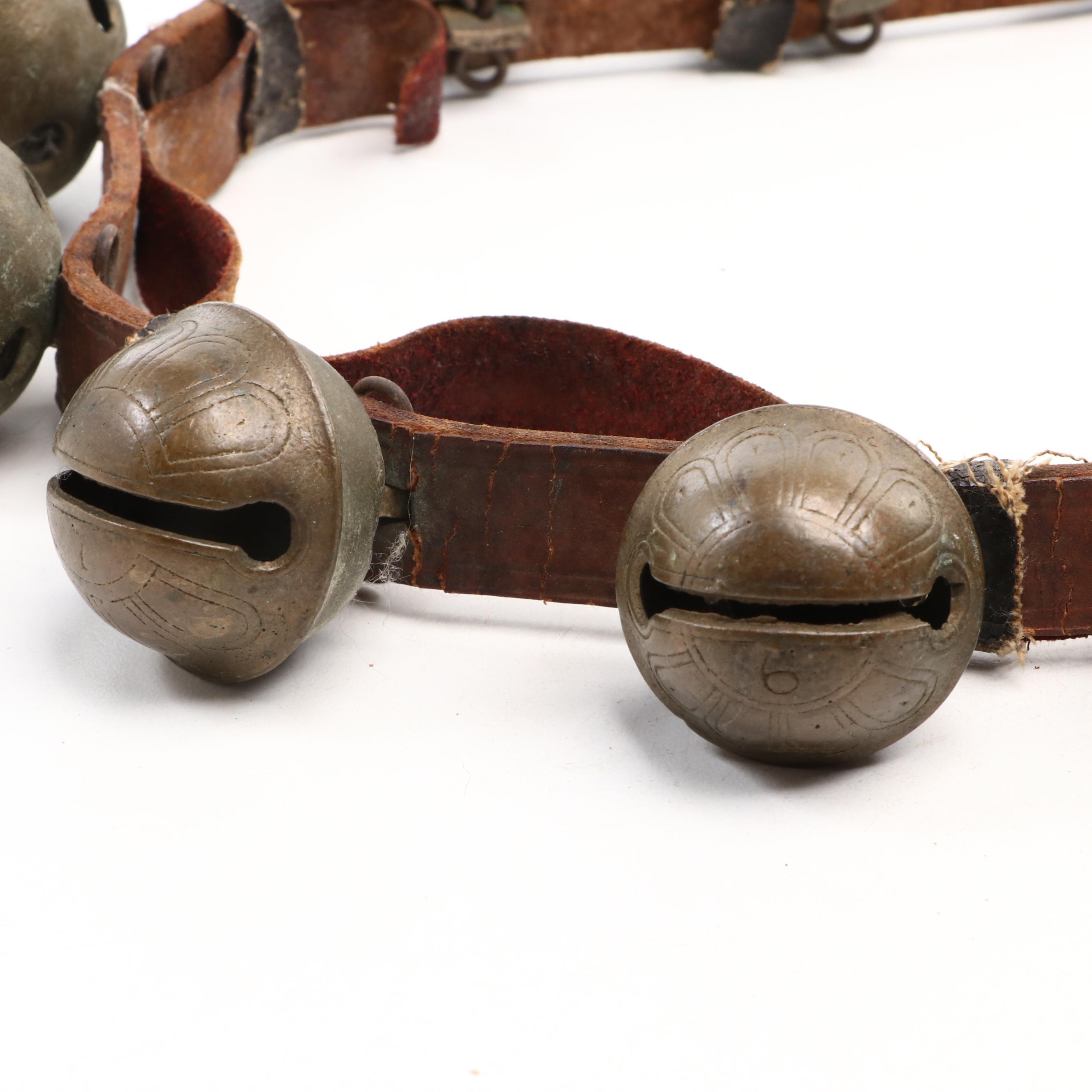 Late Victorian Sleigh Bells on Leather Straps