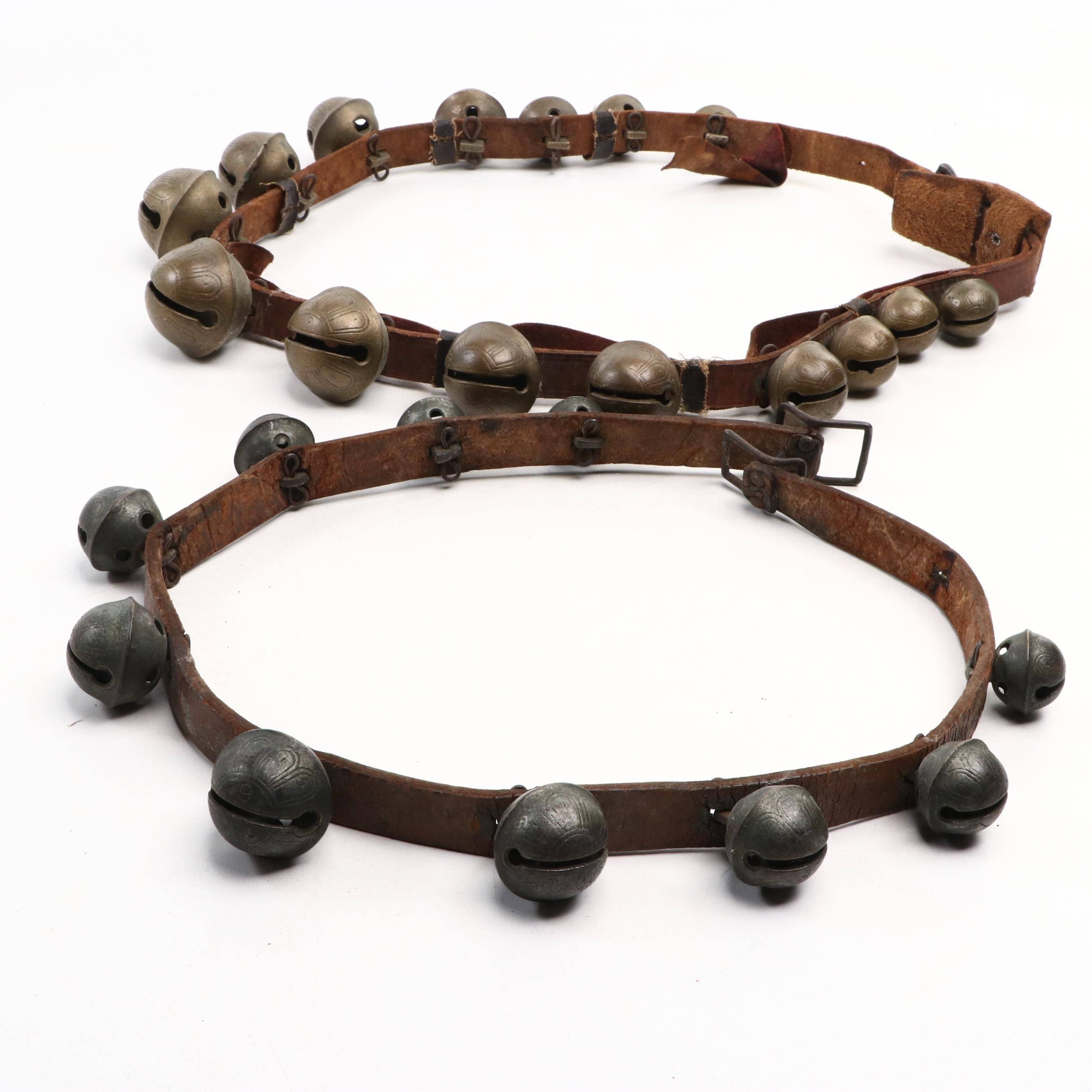 Late Victorian Sleigh Bells on Leather Straps