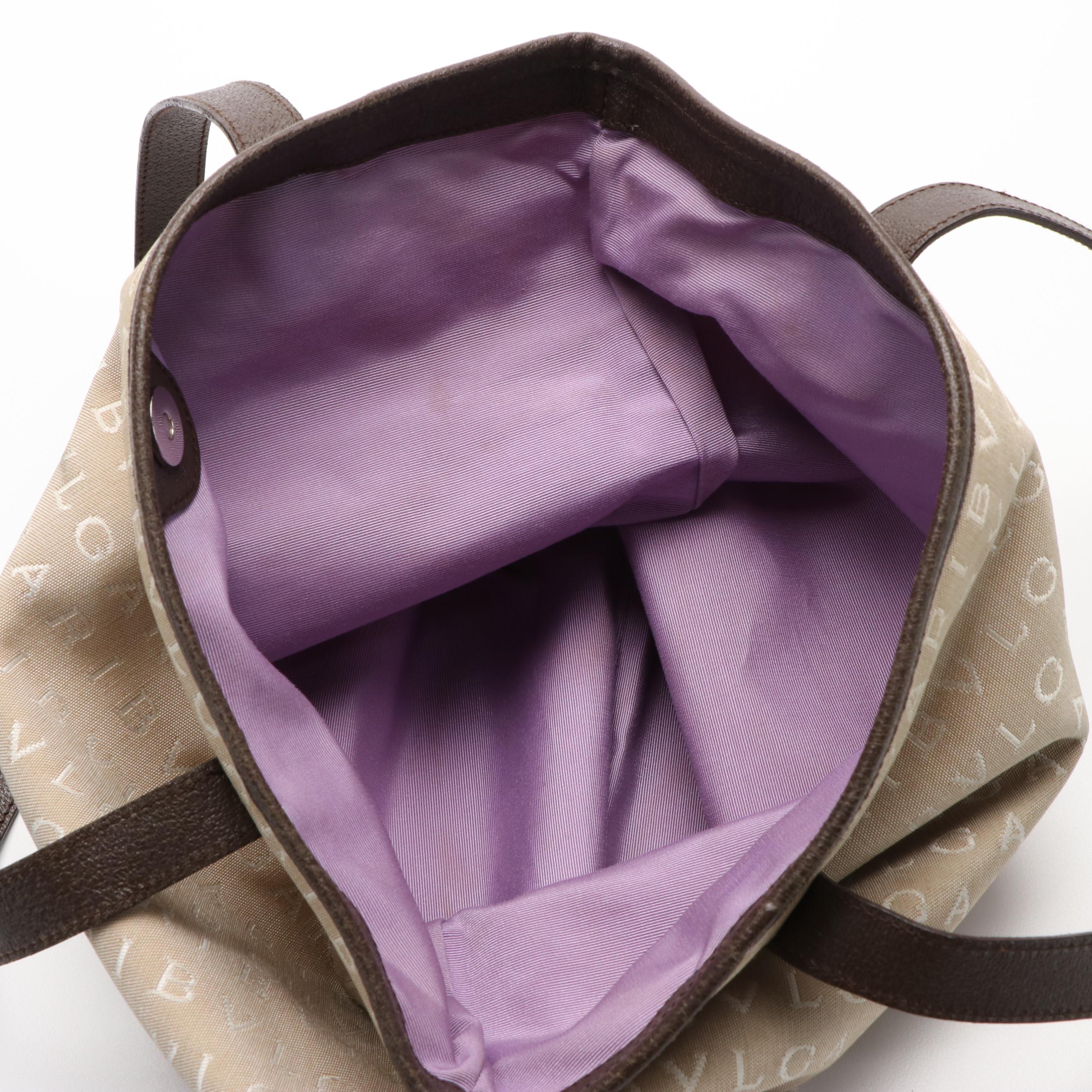 BVLGARI Logomania Tote Bag in Beige Canvas