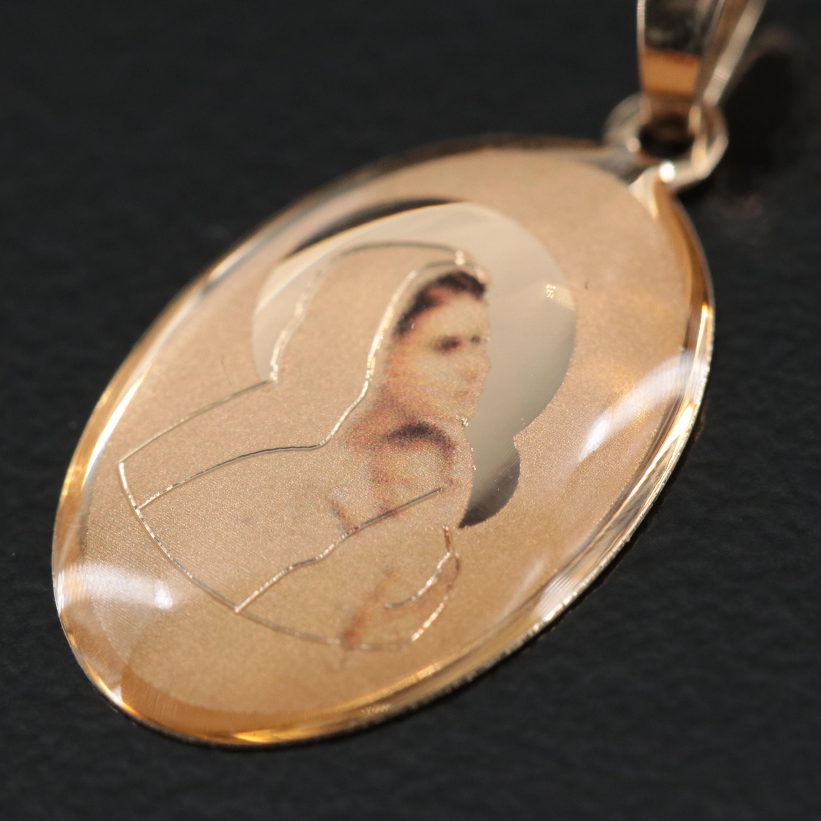 14K Mother Mary and Child Pendant