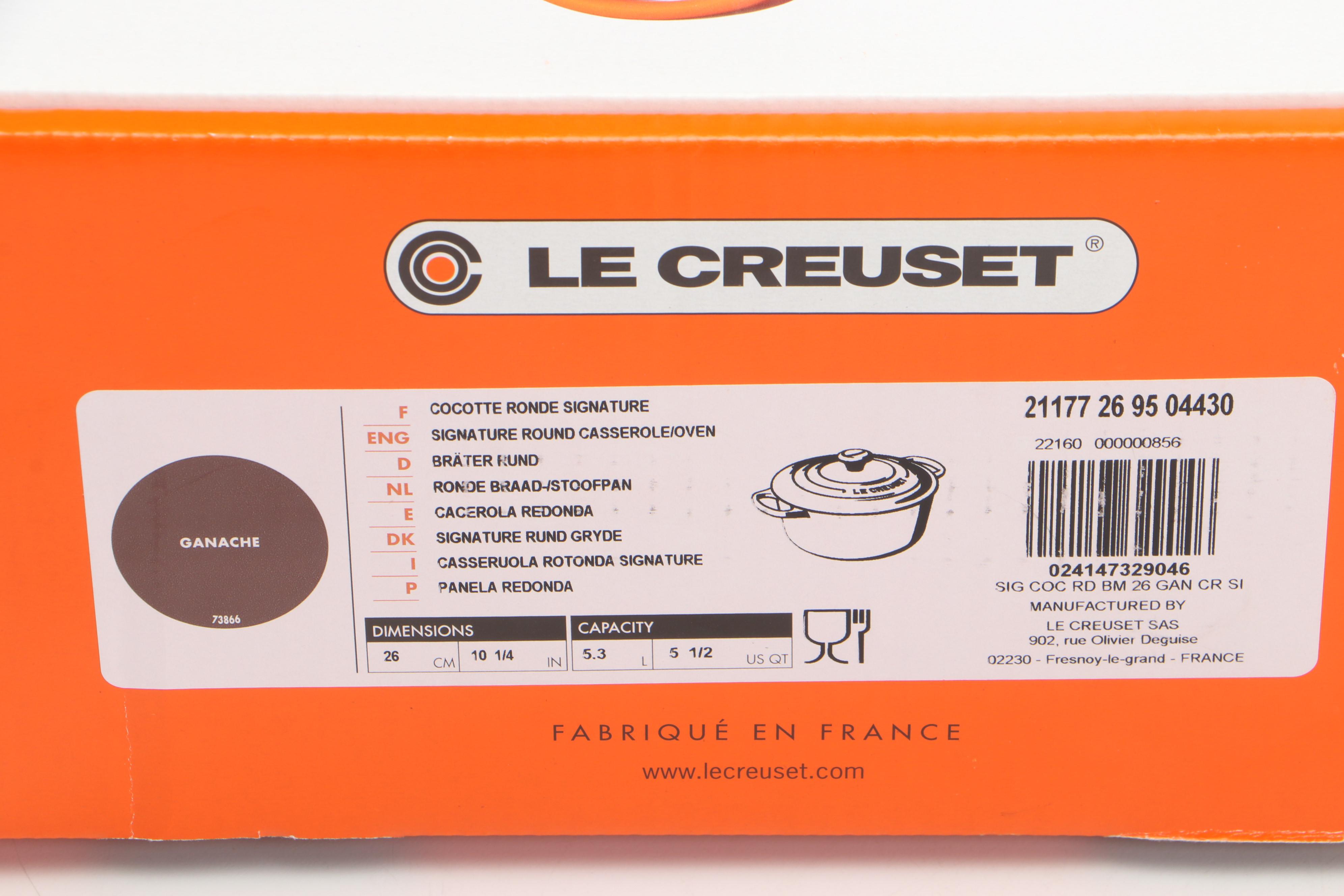 Le Creuset 26 (5.5 qt) Ganache Enameled Cast Iron Signature Round Casserole