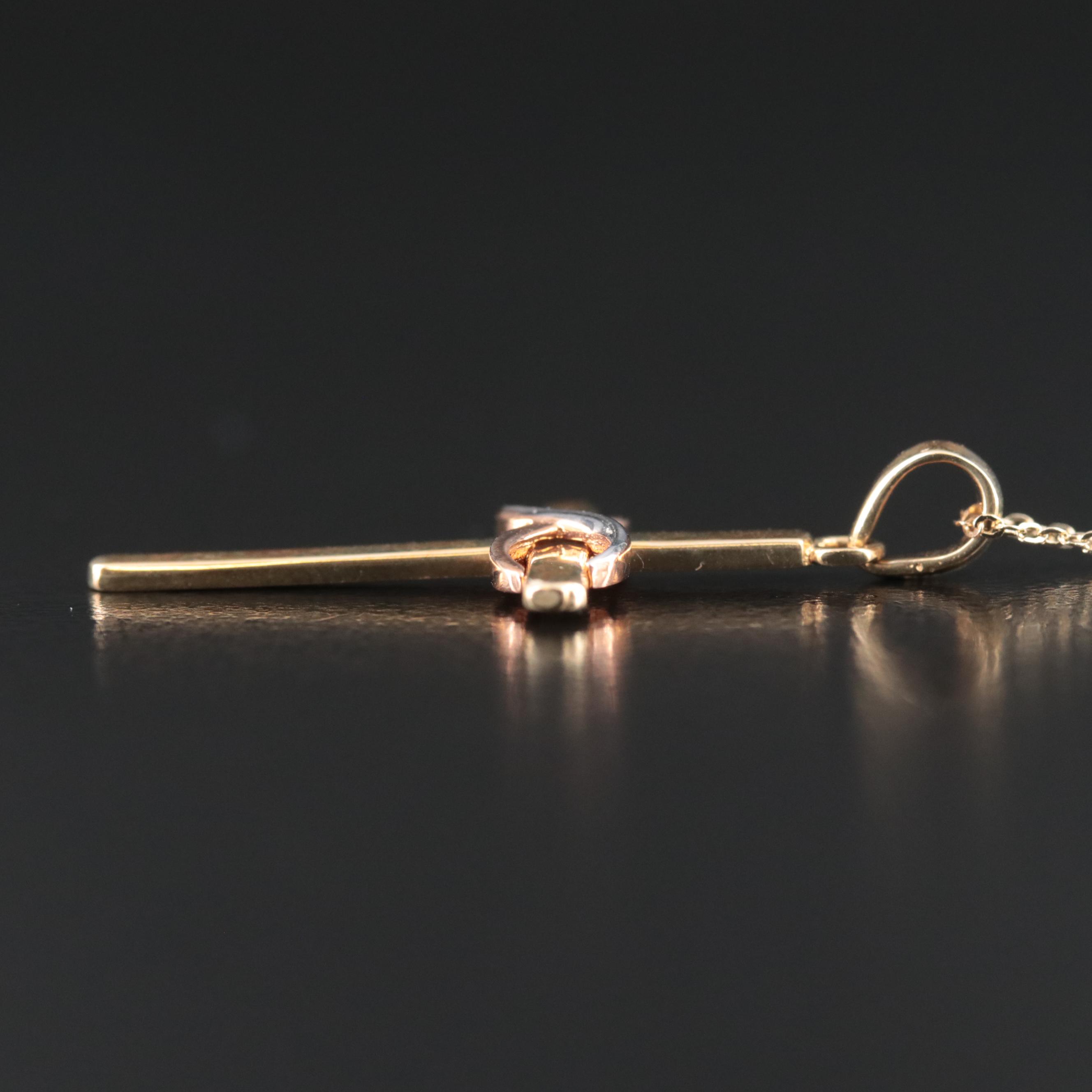 14K Infinity Cross Necklace with Two-Tone Accent