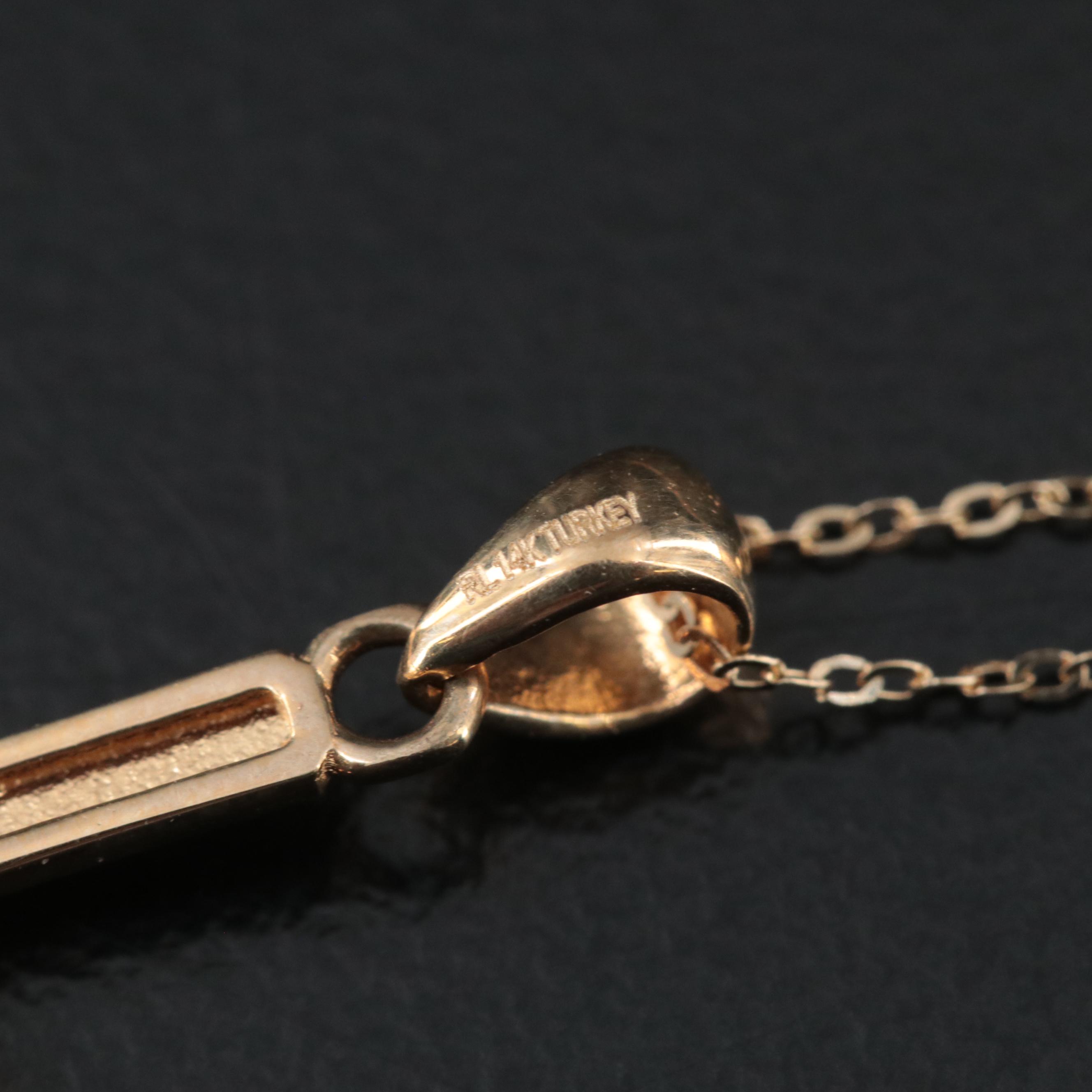 14K Infinity Cross Necklace with Two-Tone Accent