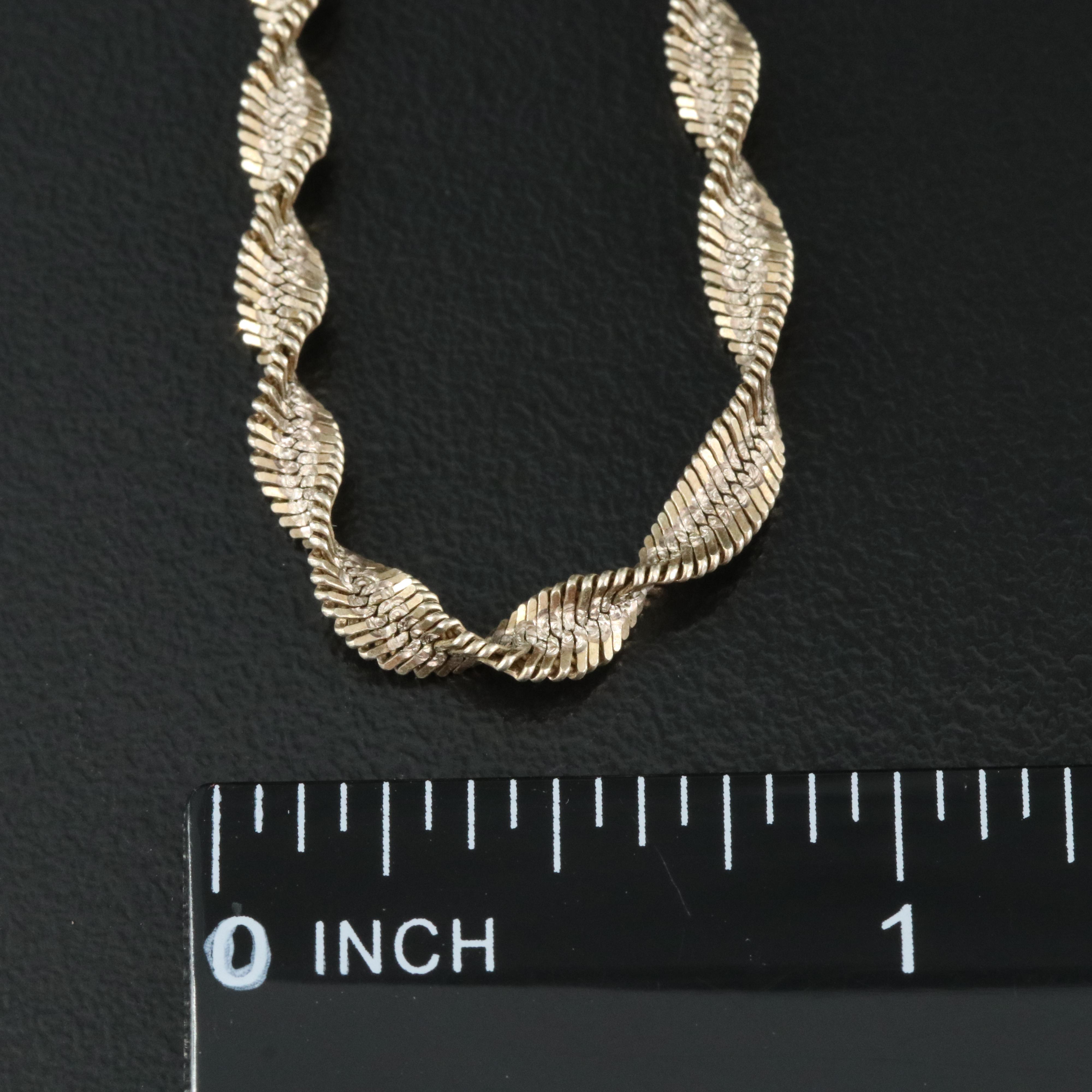 Sterling Twisted Herringbone and Box Chain Necklace