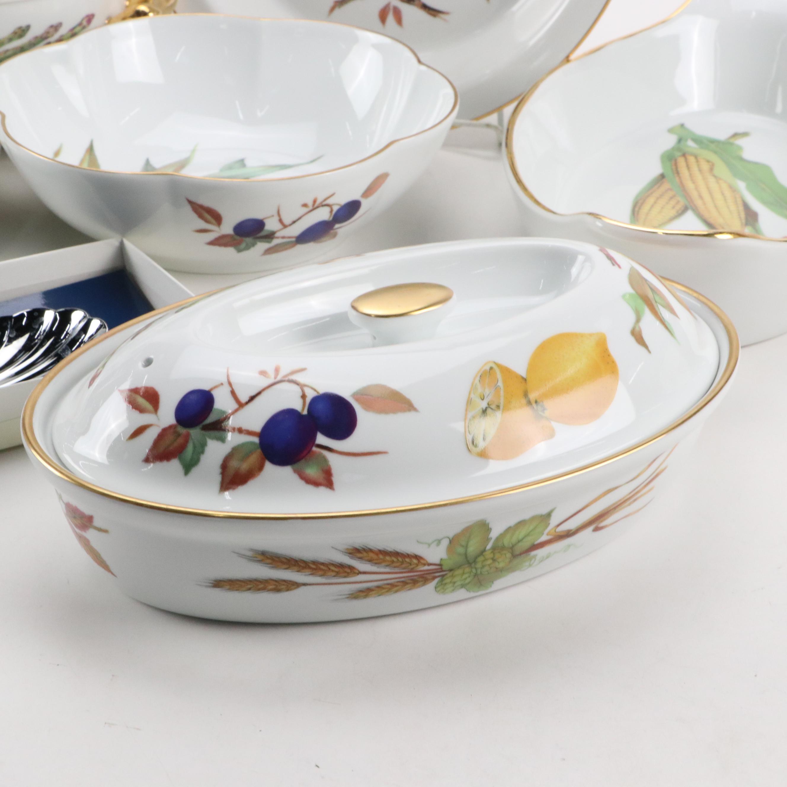 Royal Worcester "Evesham Gold" Porcelain Gravy Boat, Casserole Dishes and More