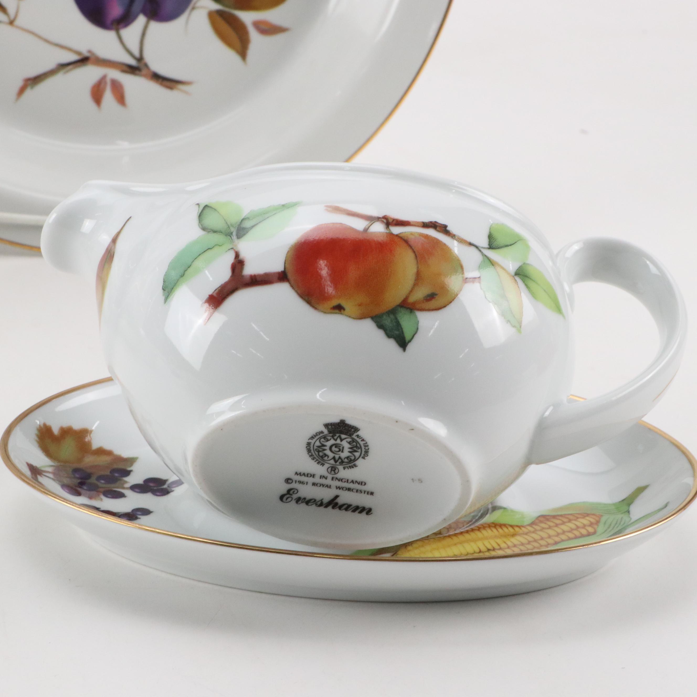 Royal Worcester "Evesham Gold" Porcelain Gravy Boat, Casserole Dishes and More