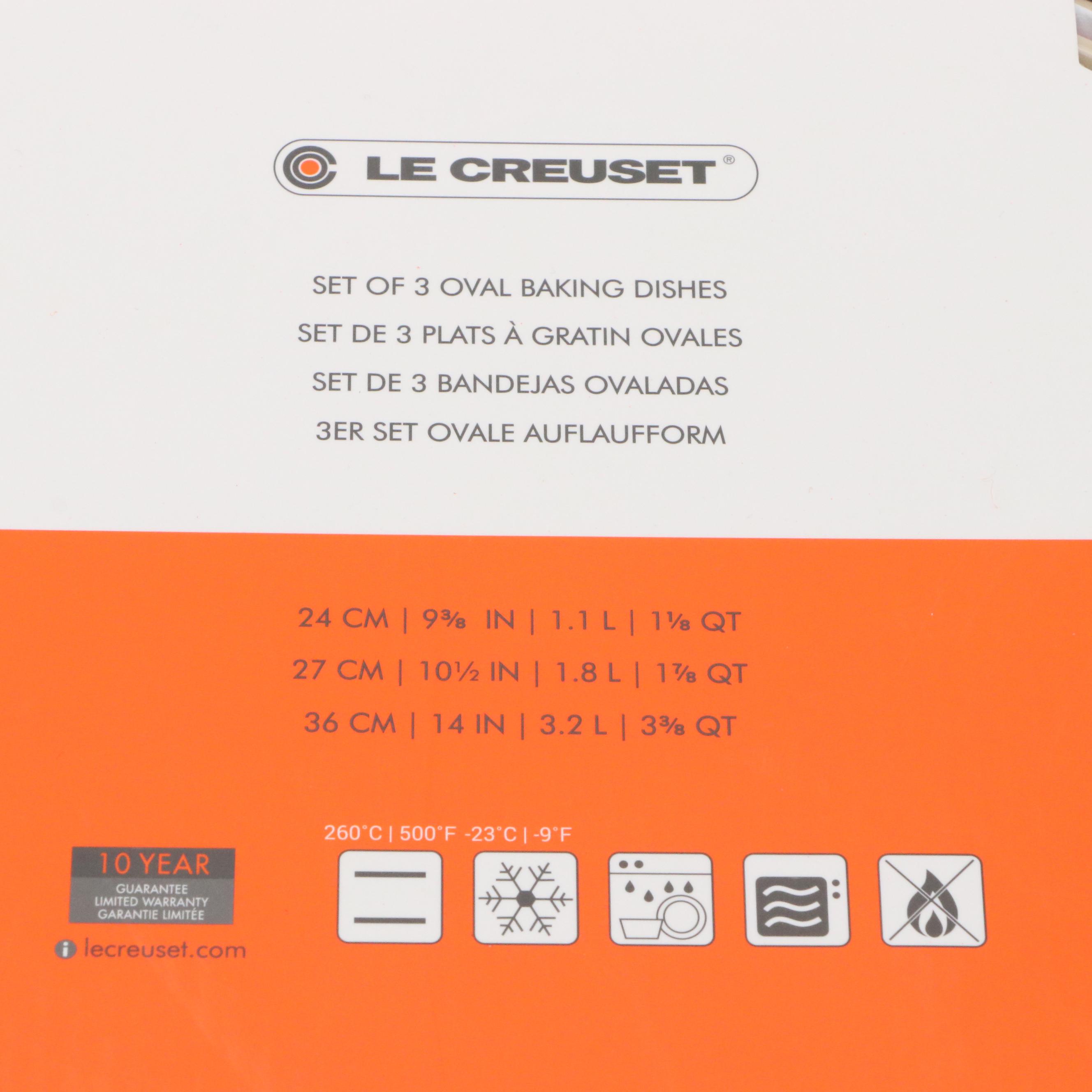 Le Creuset Cerise Stoneware Set of Three Oval Baking Dishes