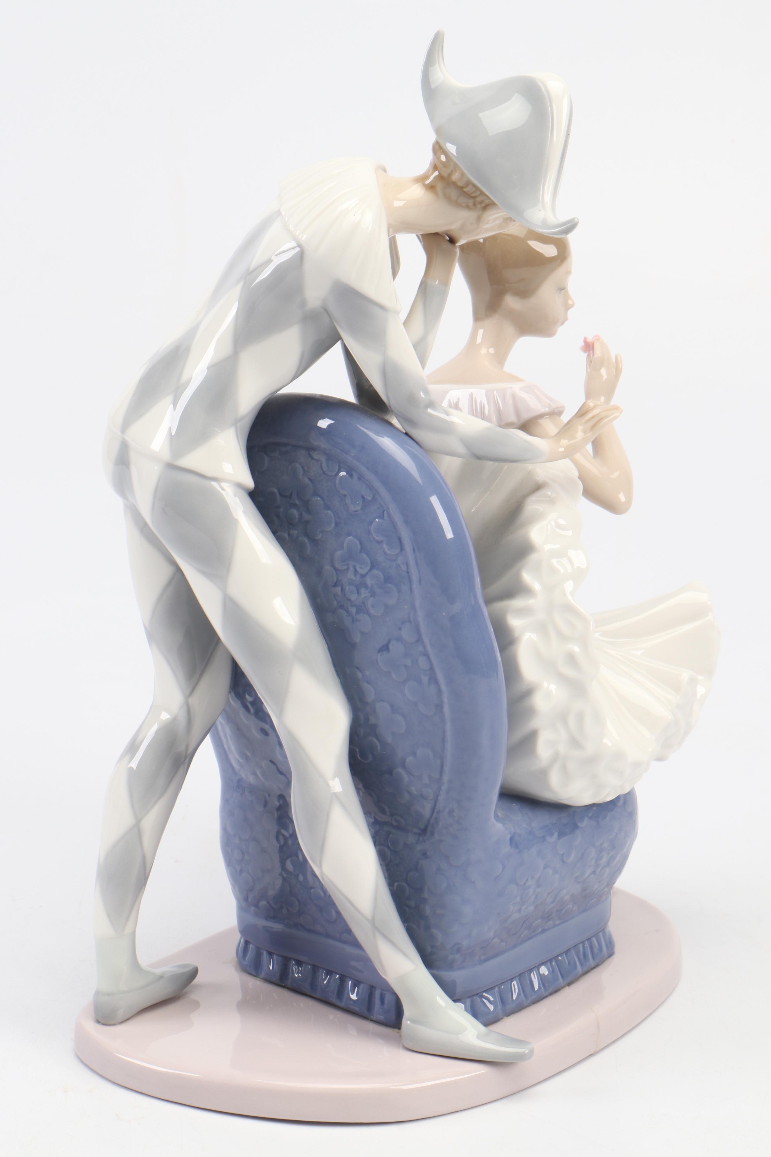 Nao by Lladró Ballerina and Jester Porcelain Group Figurine