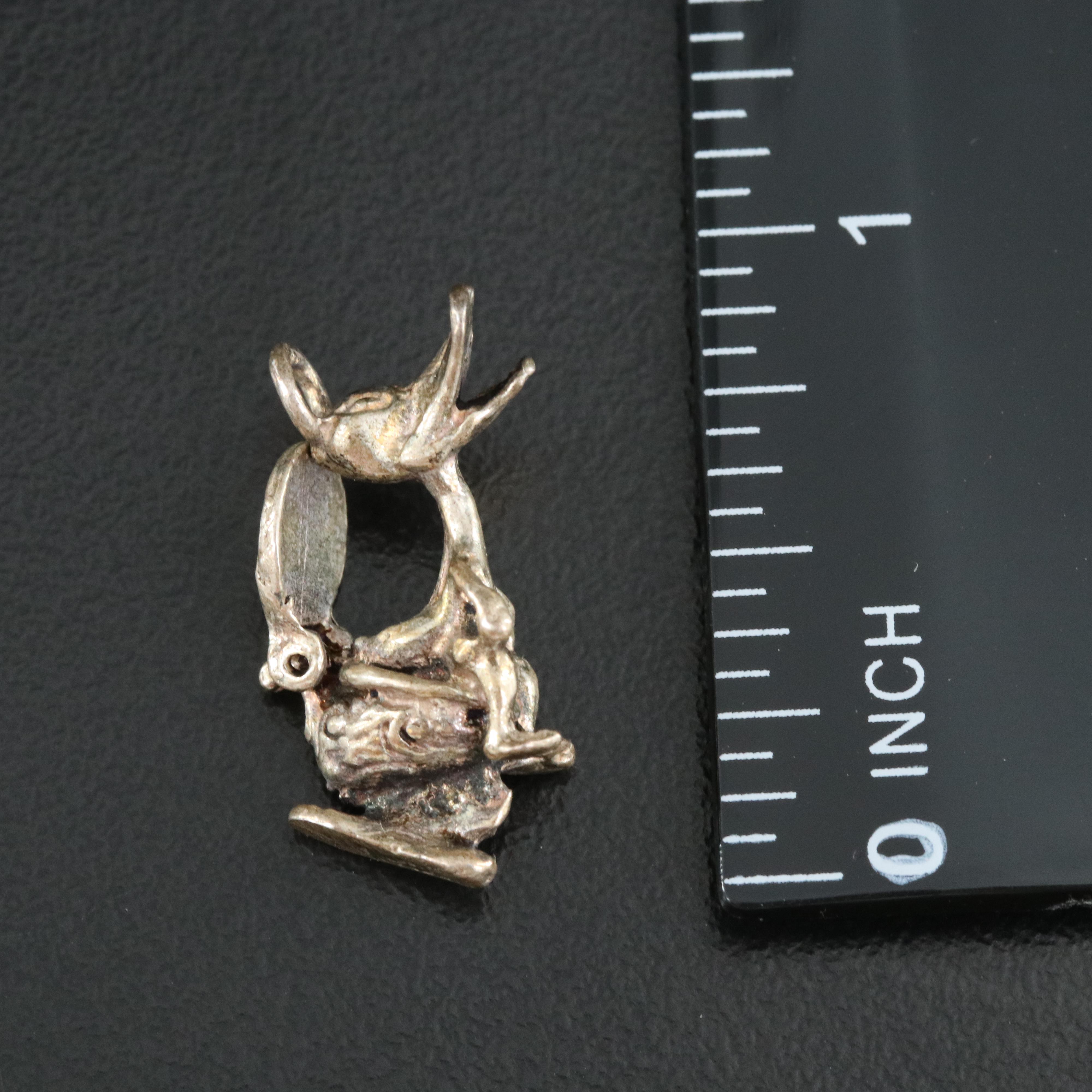 Vintage Sterling Charm Bracelet with Articulated Charms and Airplane Pin