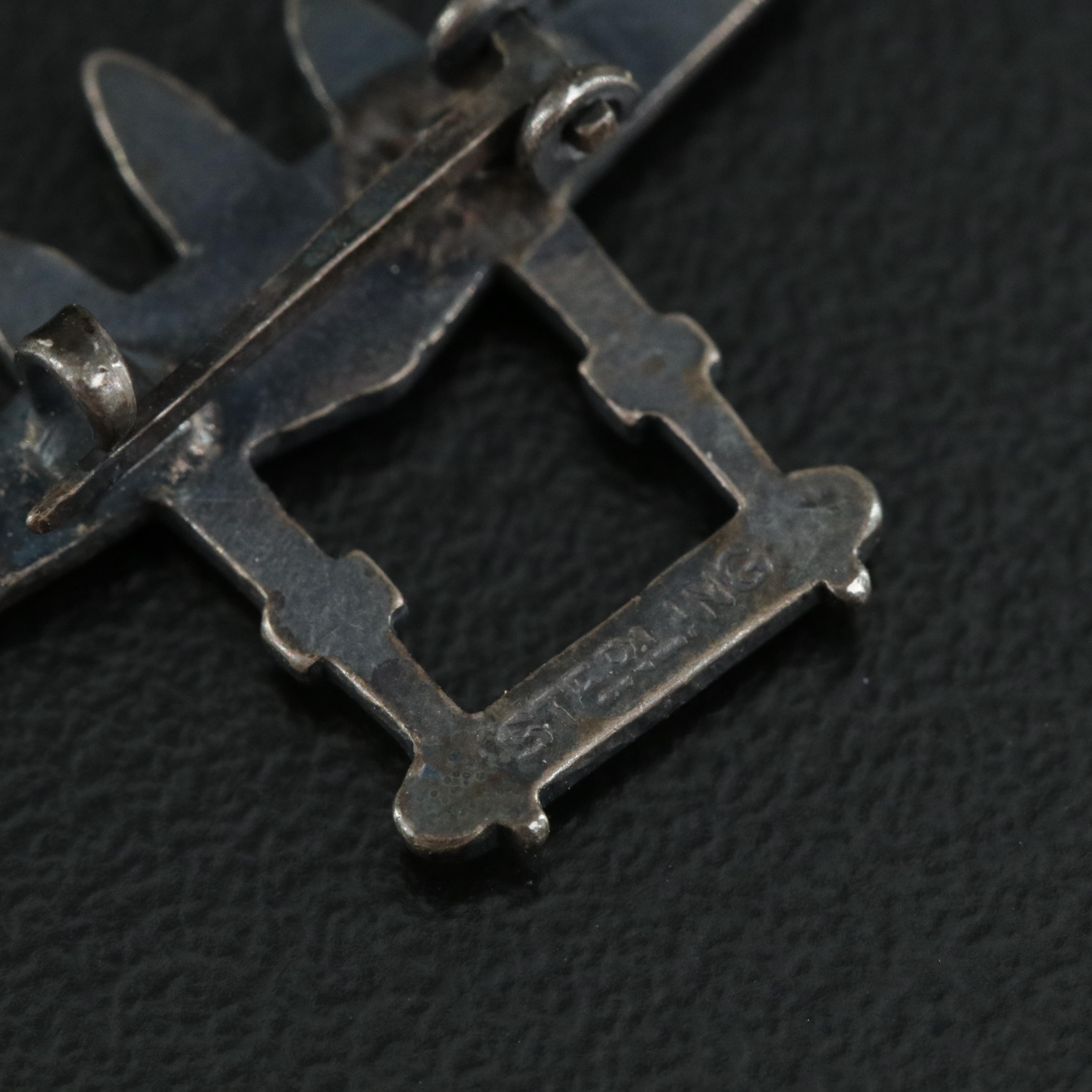 Vintage Sterling Charm Bracelet with Articulated Charms and Airplane Pin