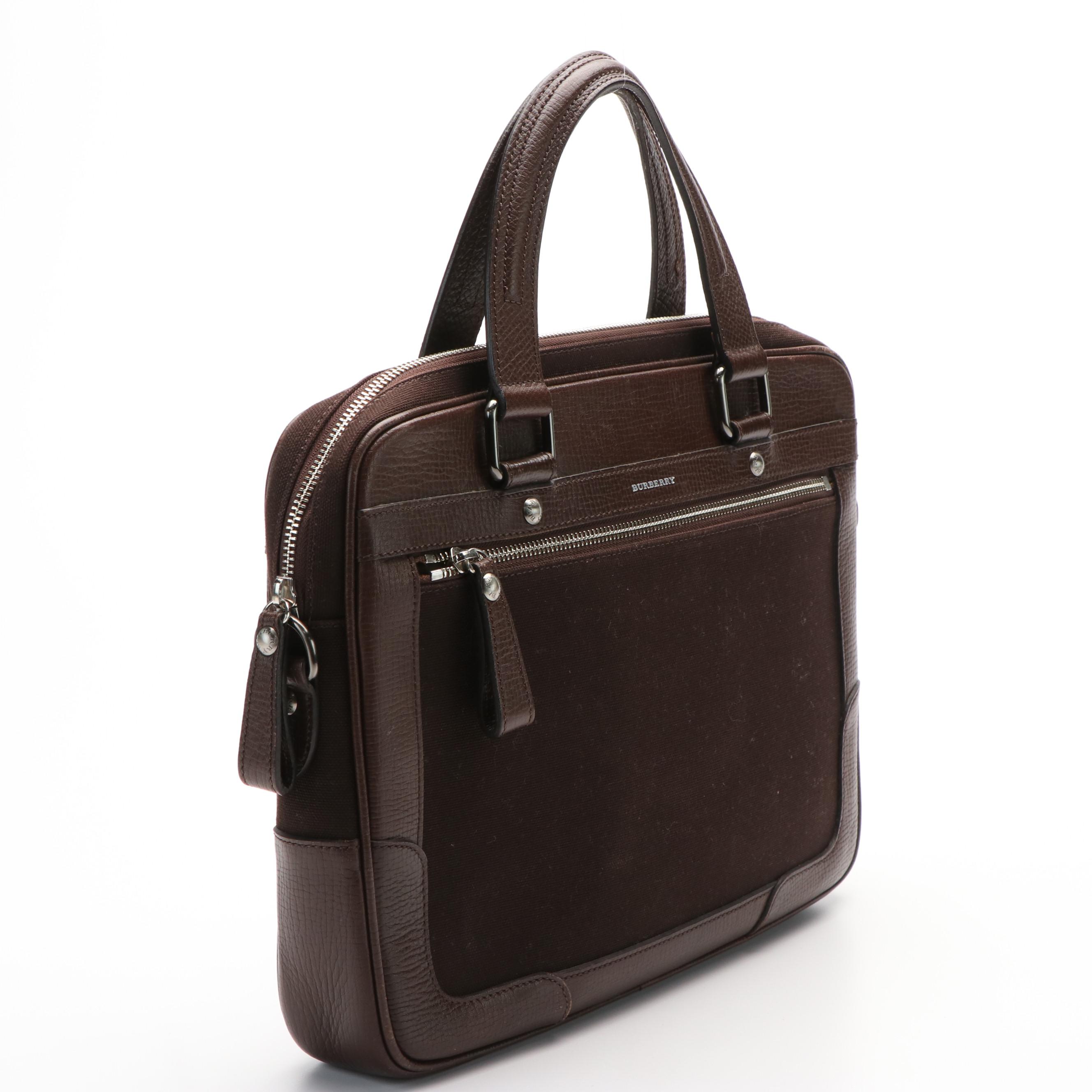 Burberry Brown Canvas and Leather Document/Laptop Bag