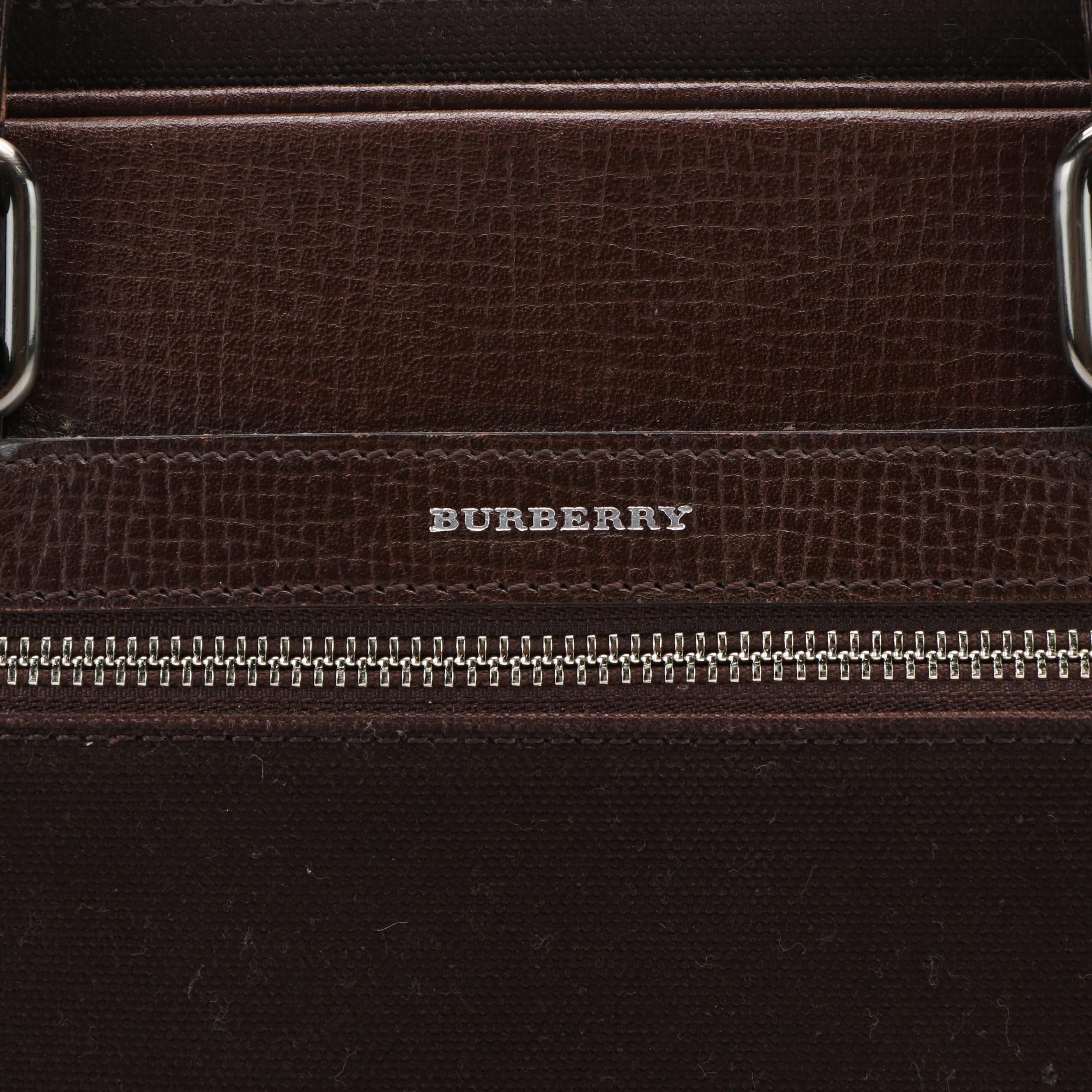 Burberry Brown Canvas and Leather Document/Laptop Bag