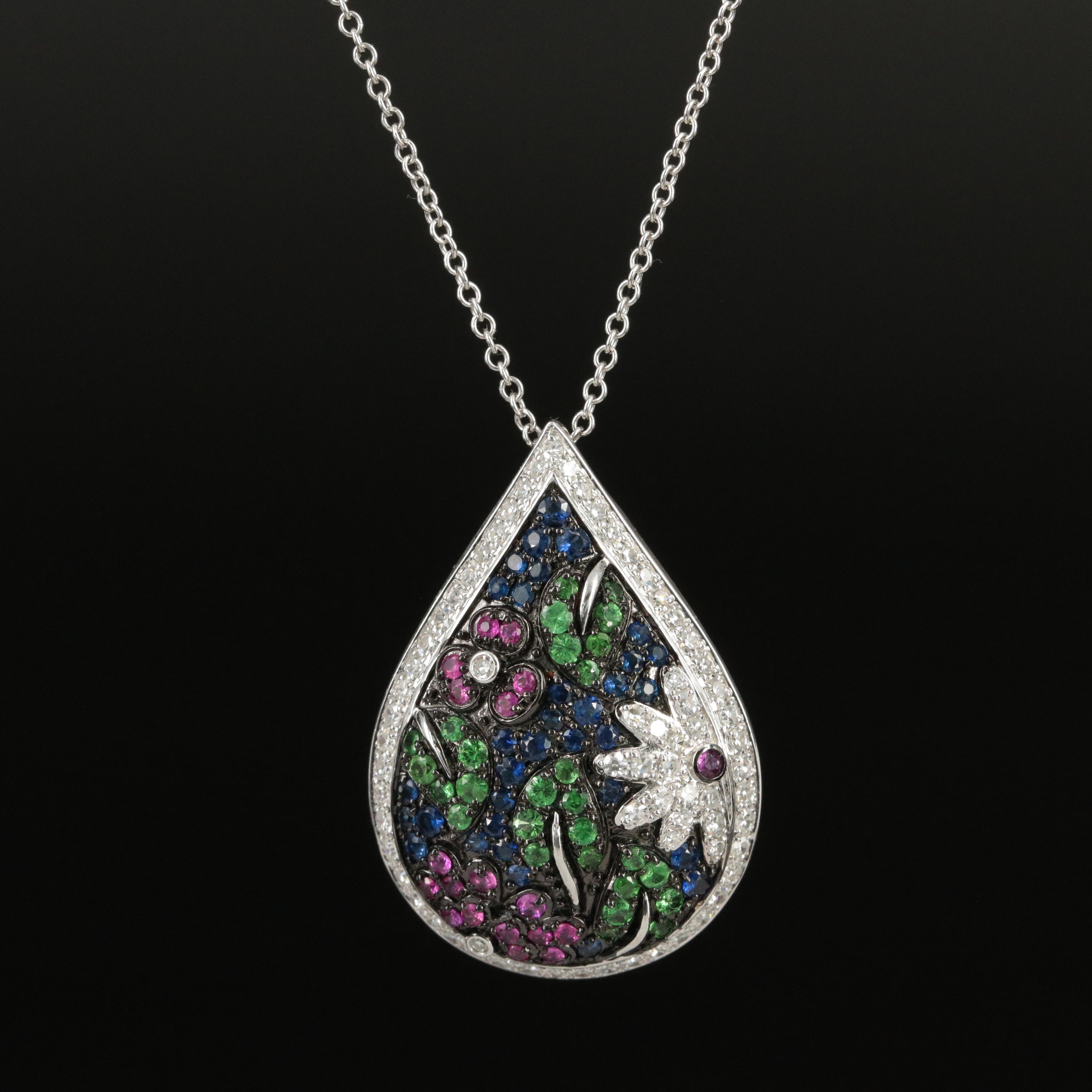 EFFY 14K Sapphire, Ruby, Tsavorite and Diamond Necklace