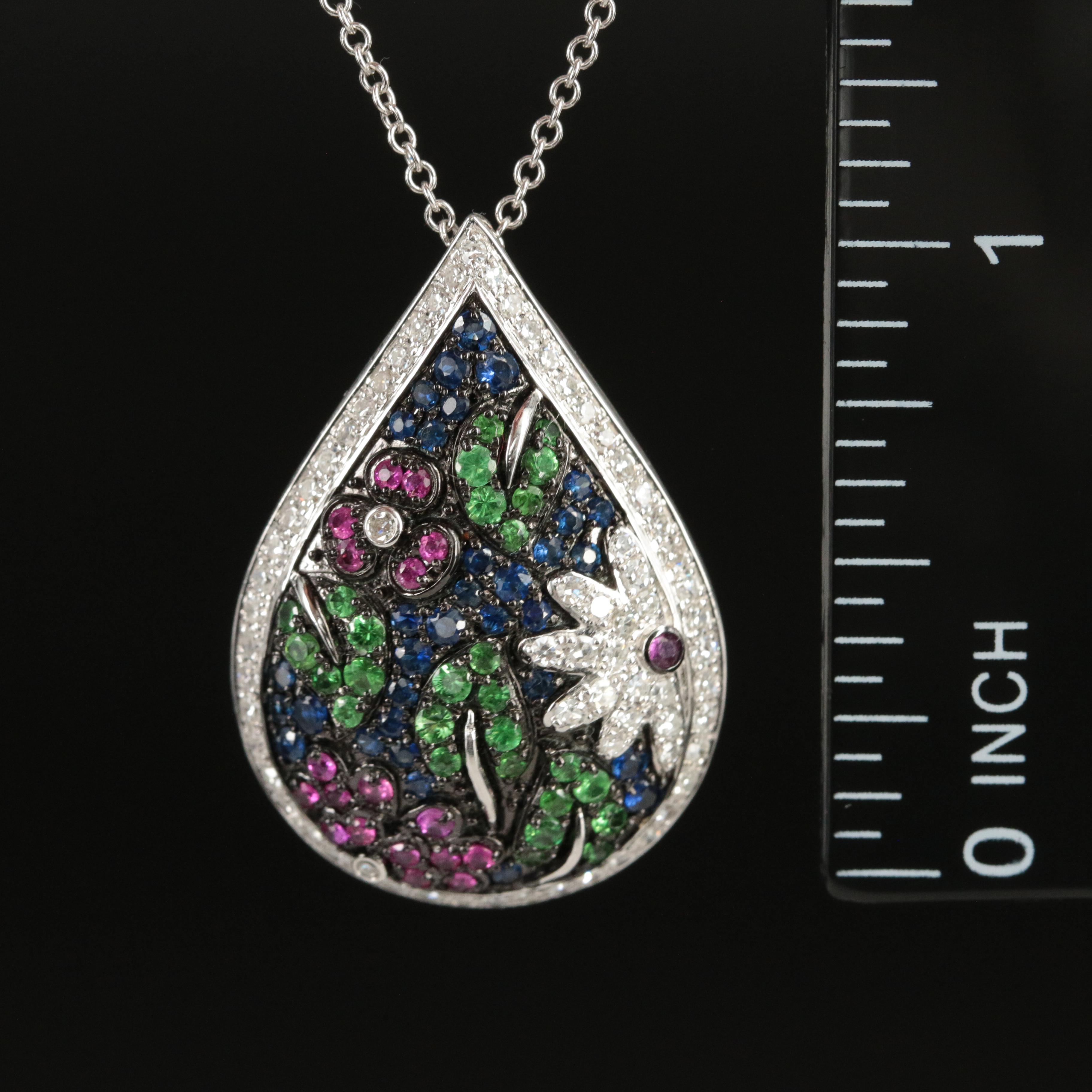 EFFY 14K Sapphire, Ruby, Tsavorite and Diamond Necklace