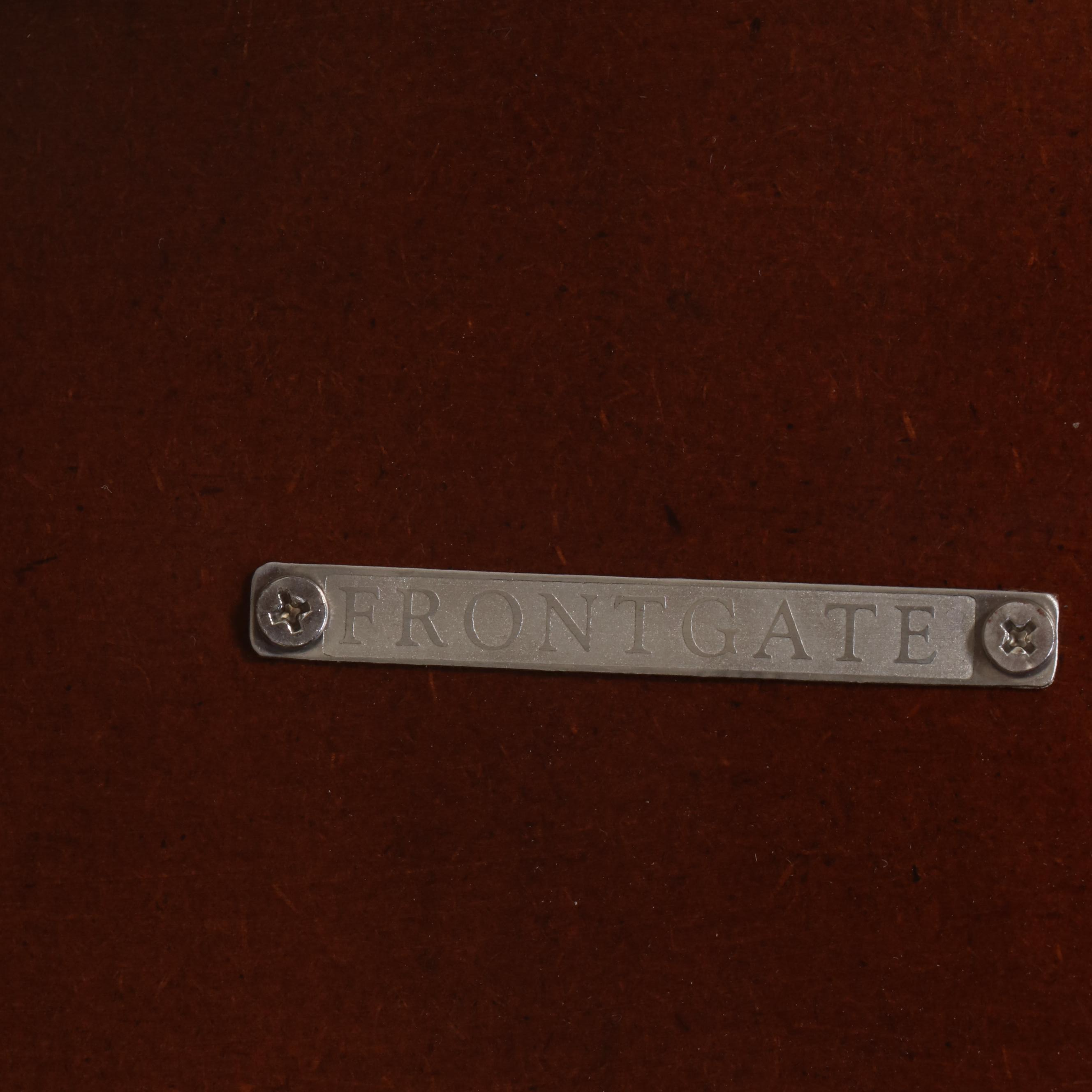 Three Frontgate Faux-Bamboo and Leather Swivel Bar Stools