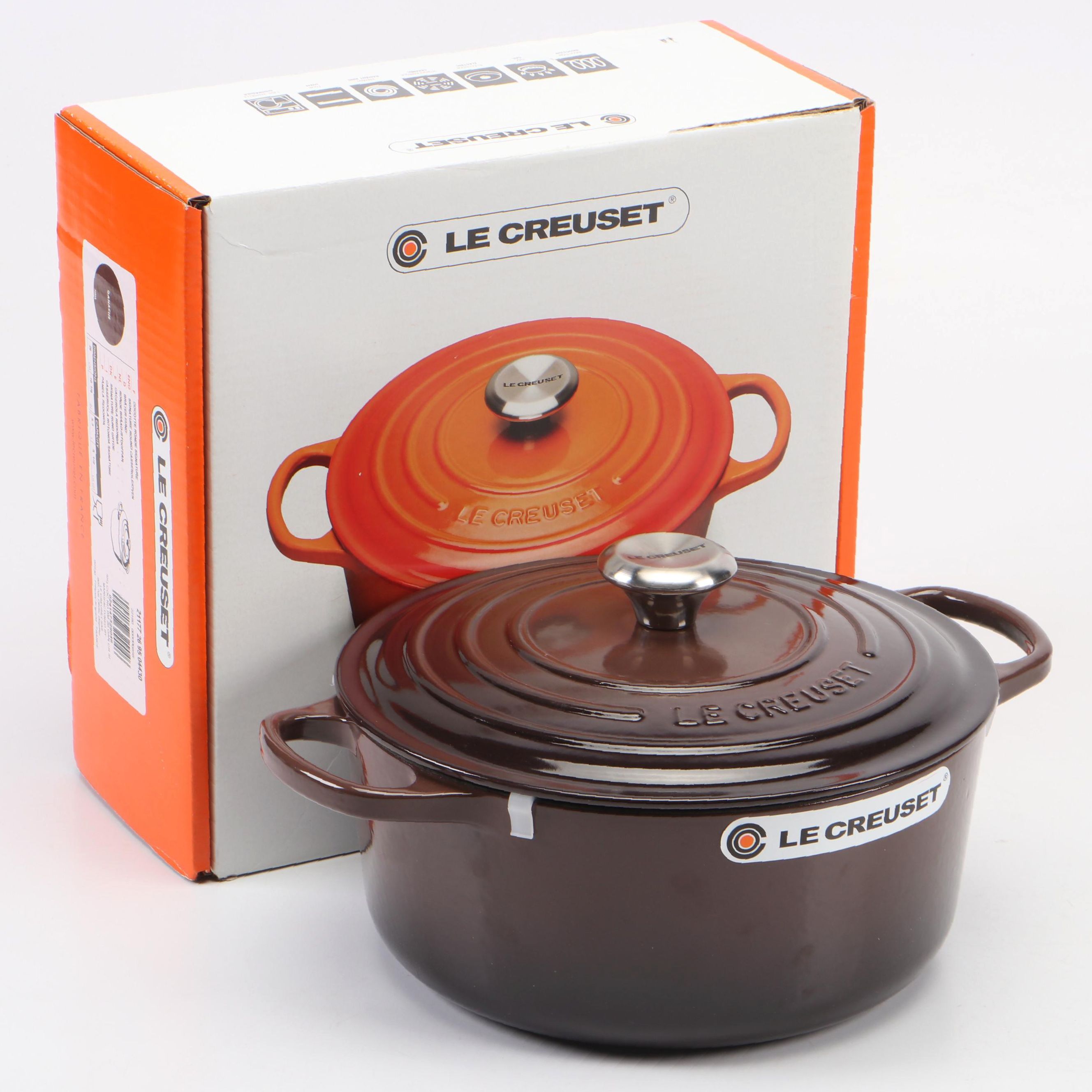 Le Creuset 26 (5.5 qt) Ganache Enameled Cast Iron Signature Round Casserole