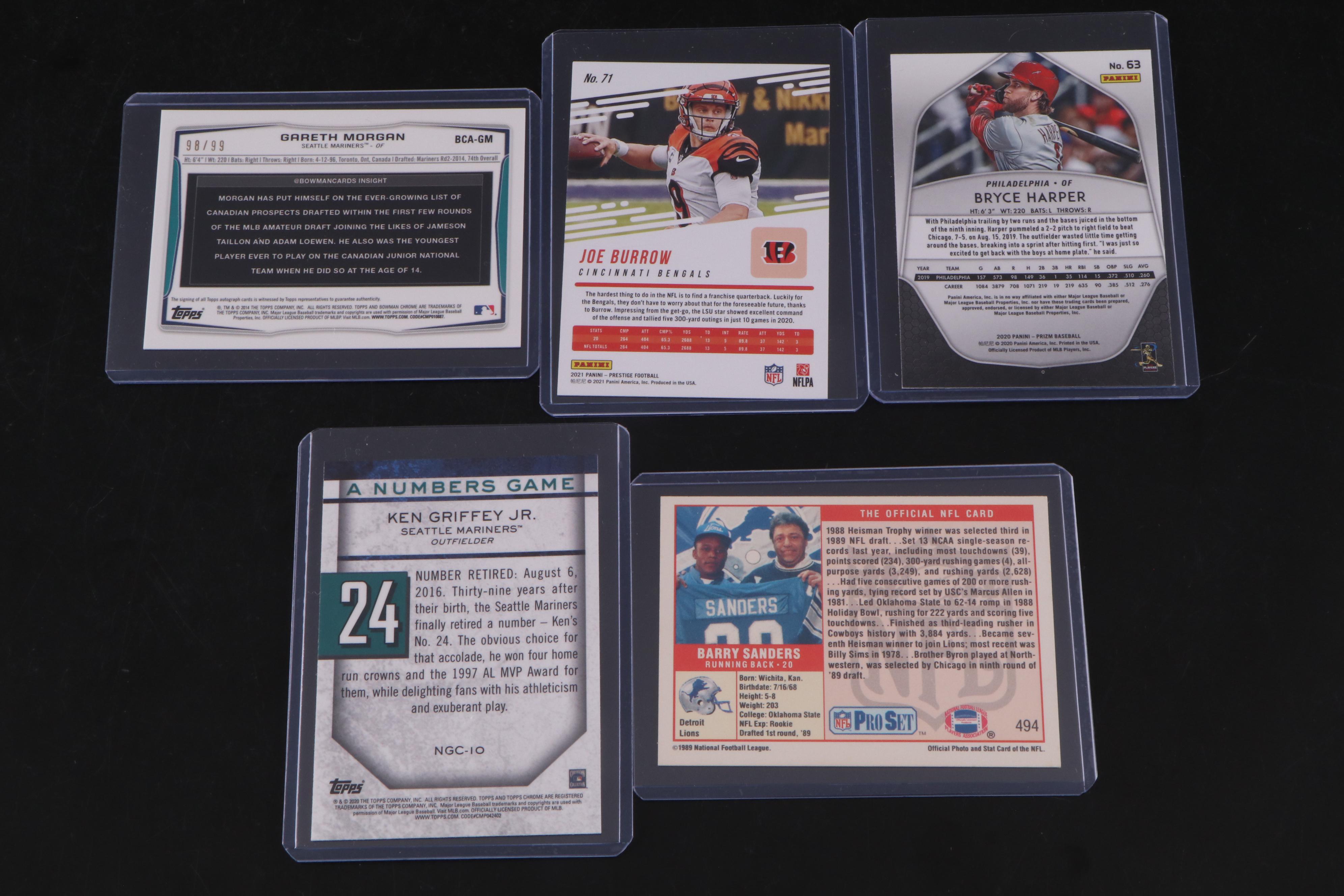 Prizm and Other Sports Cards with Ken Griffey Jr., Bryce Harper, Joe Burrow