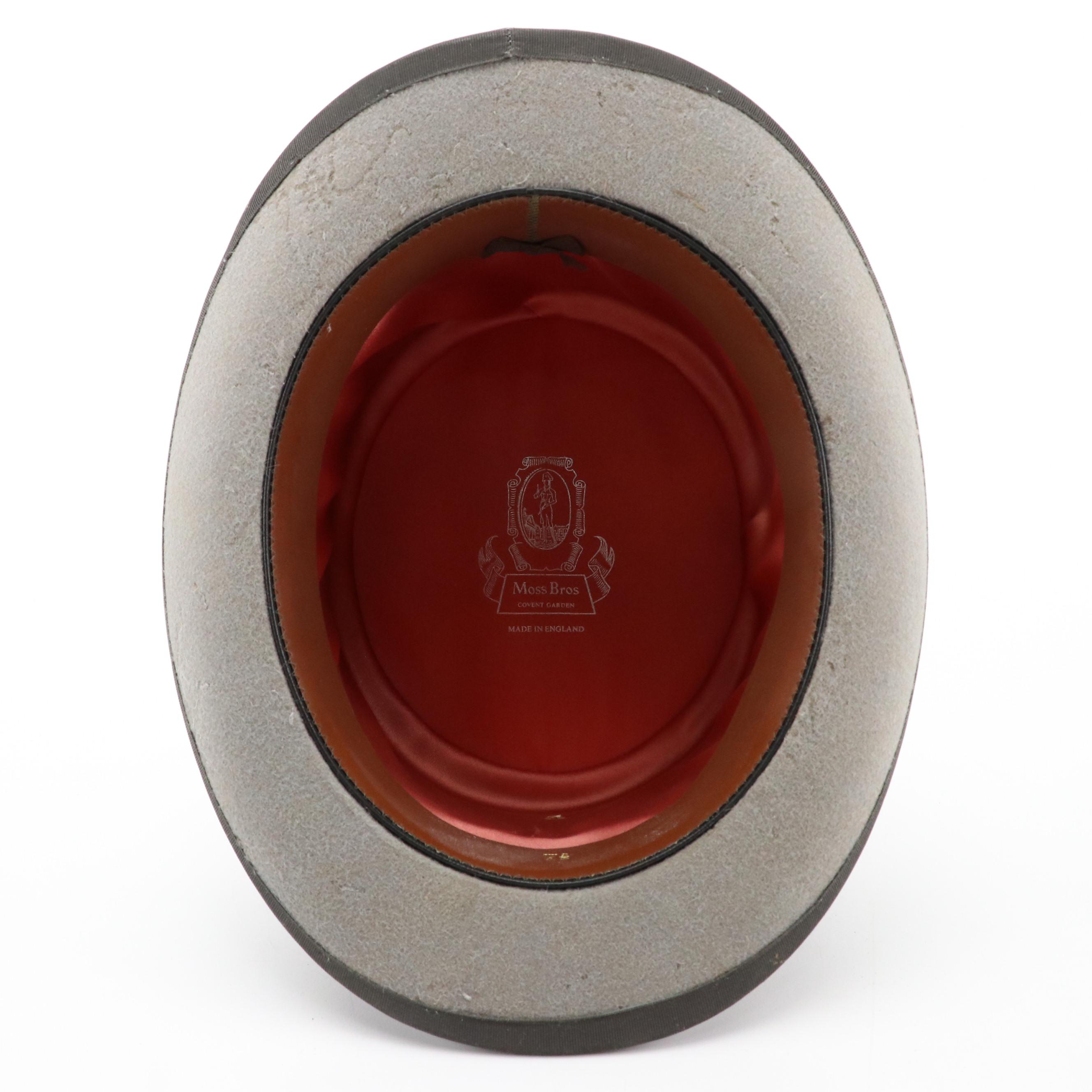 Men's Moss Bros Vintage Grey Fine Fur Felt Ascot Top Hat