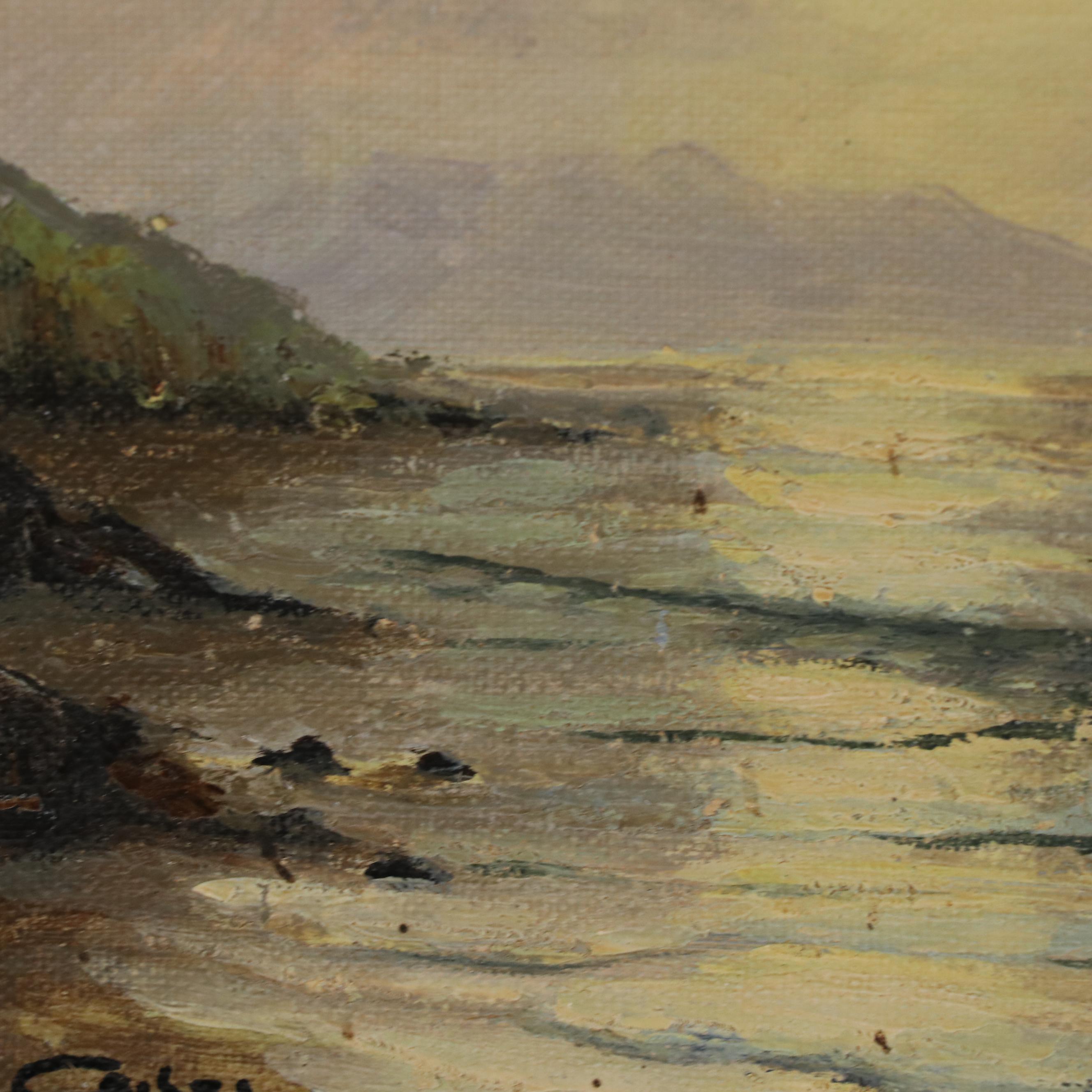 R. Cristi Oil Painting of Coastal Seascape, 20th Century