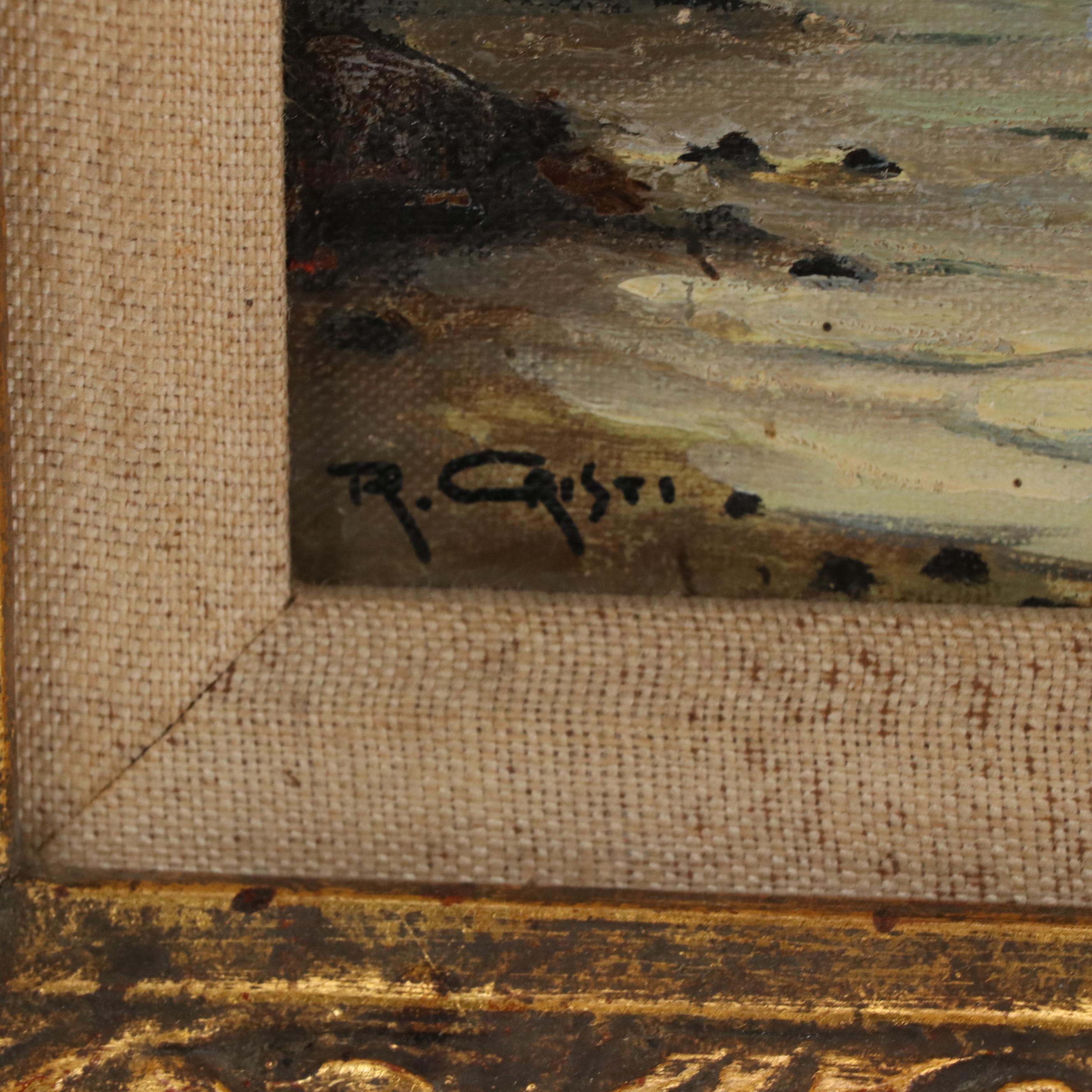 R. Cristi Oil Painting of Coastal Seascape, 20th Century