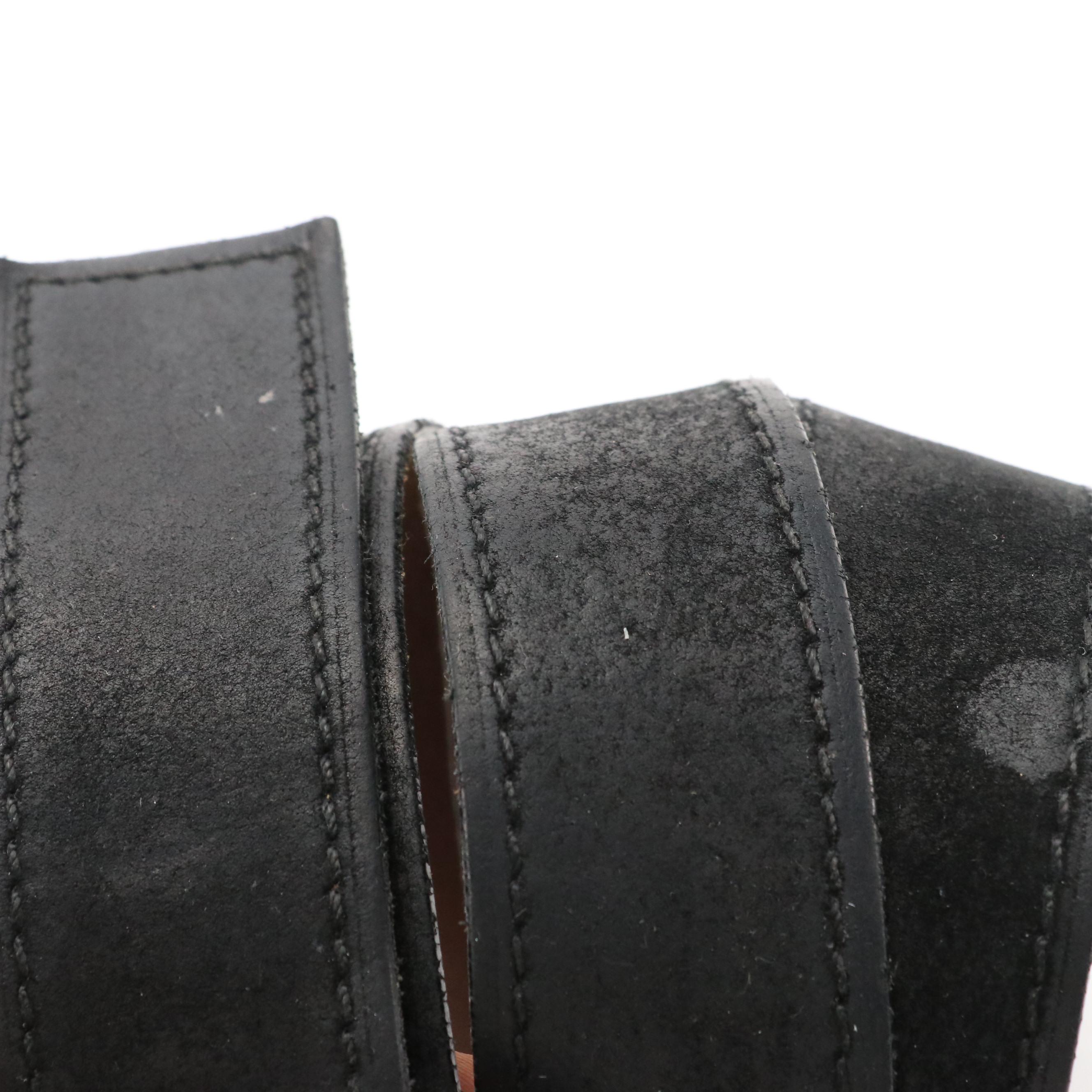 Prada Black Leather Belt with Oversized Buckle