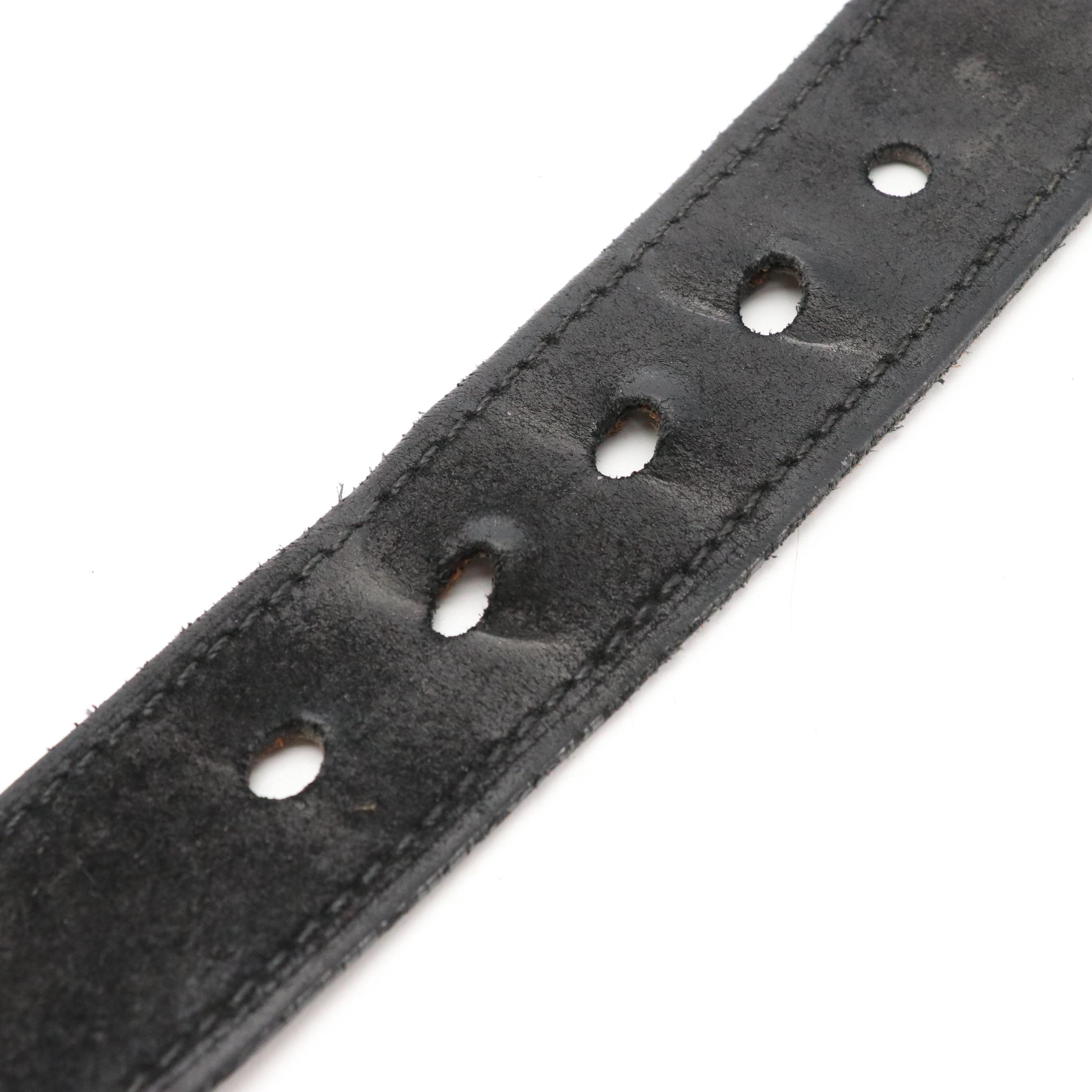 Prada Black Leather Belt with Oversized Buckle