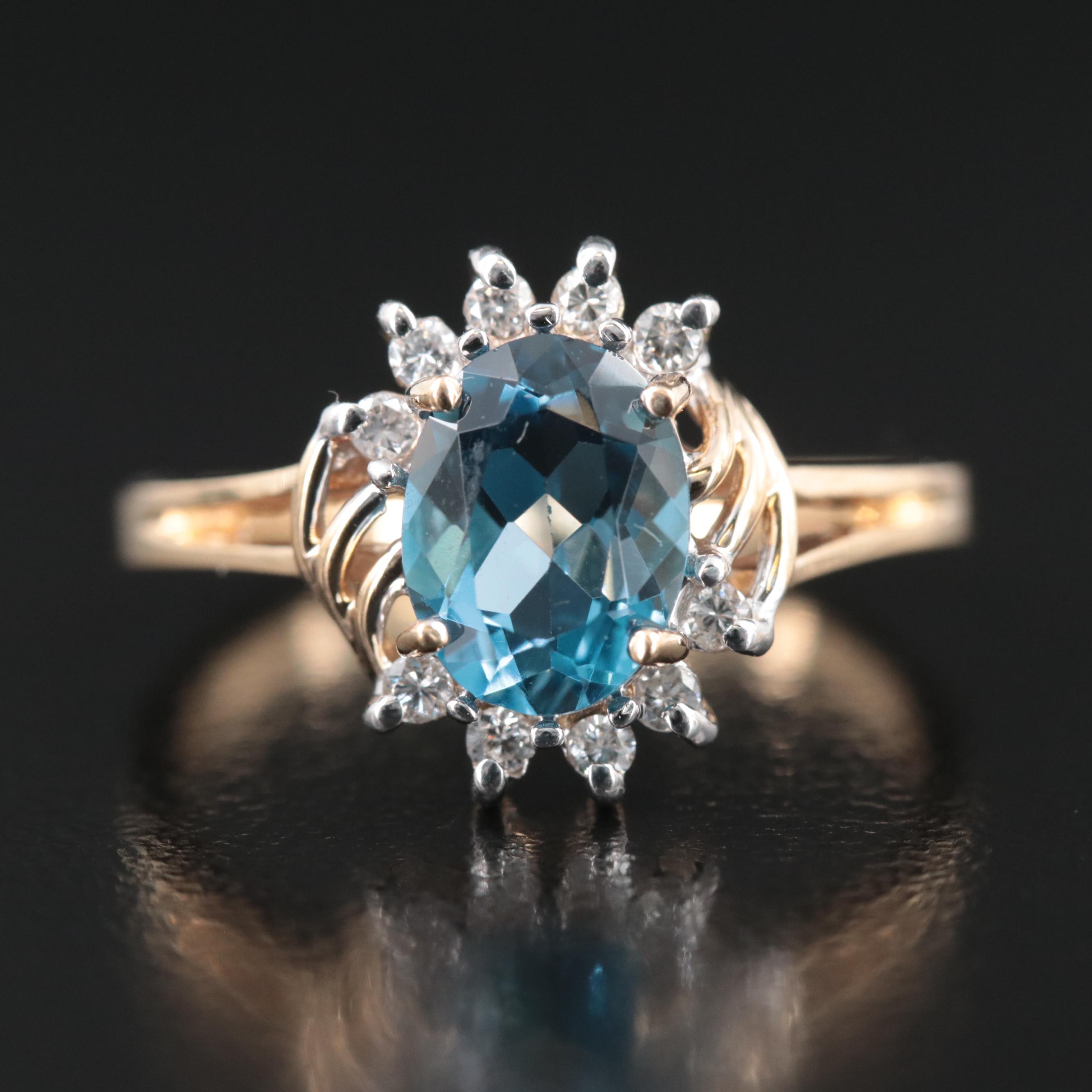 14K Topaz and Diamond Ring