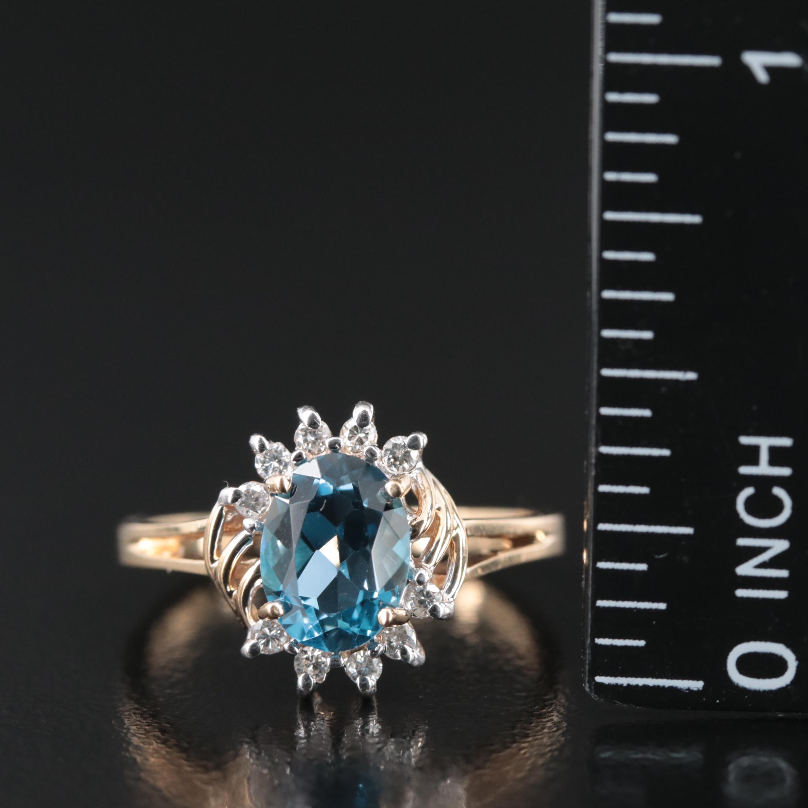 14K Topaz and Diamond Ring