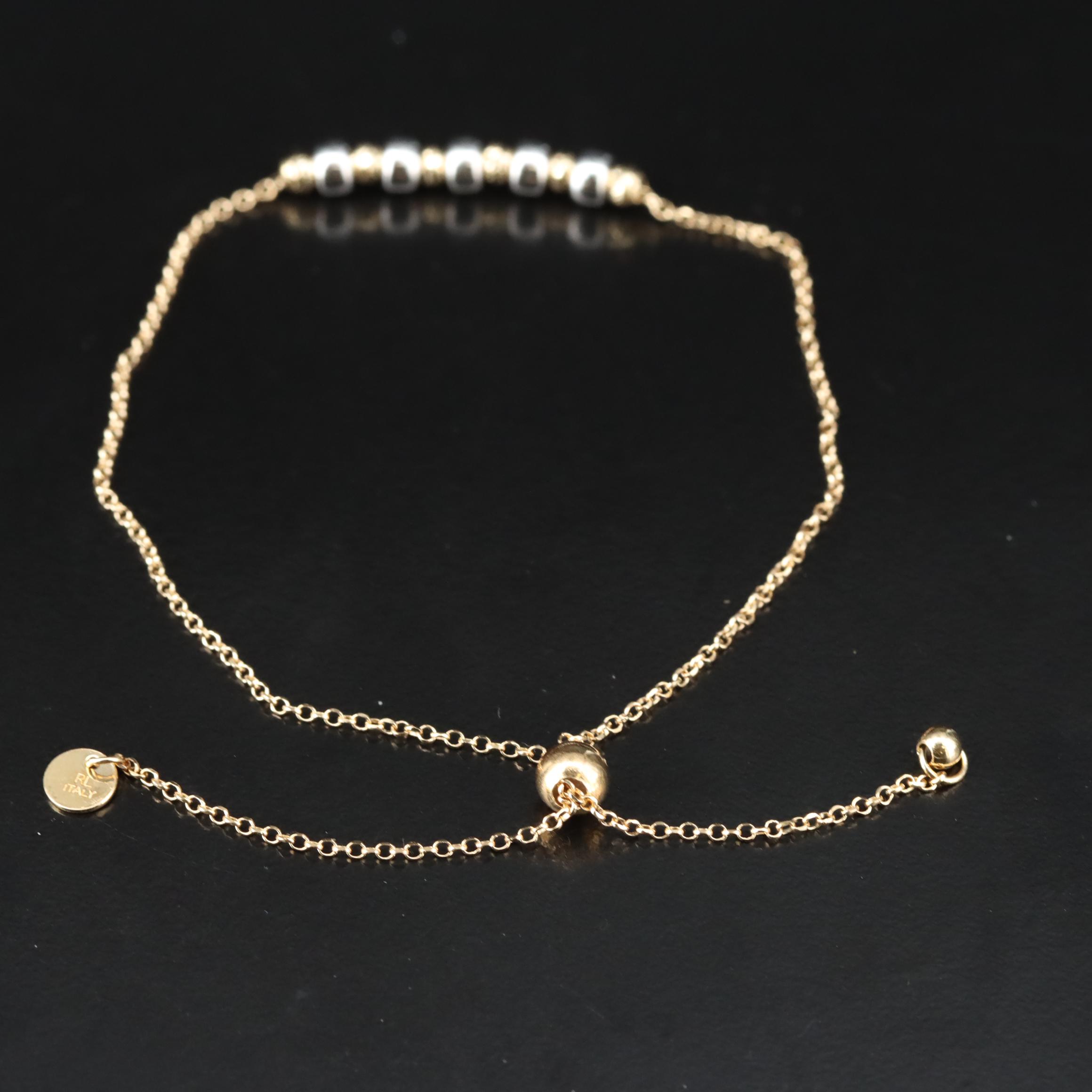 Italian 18K Bead Bolo Bracelet