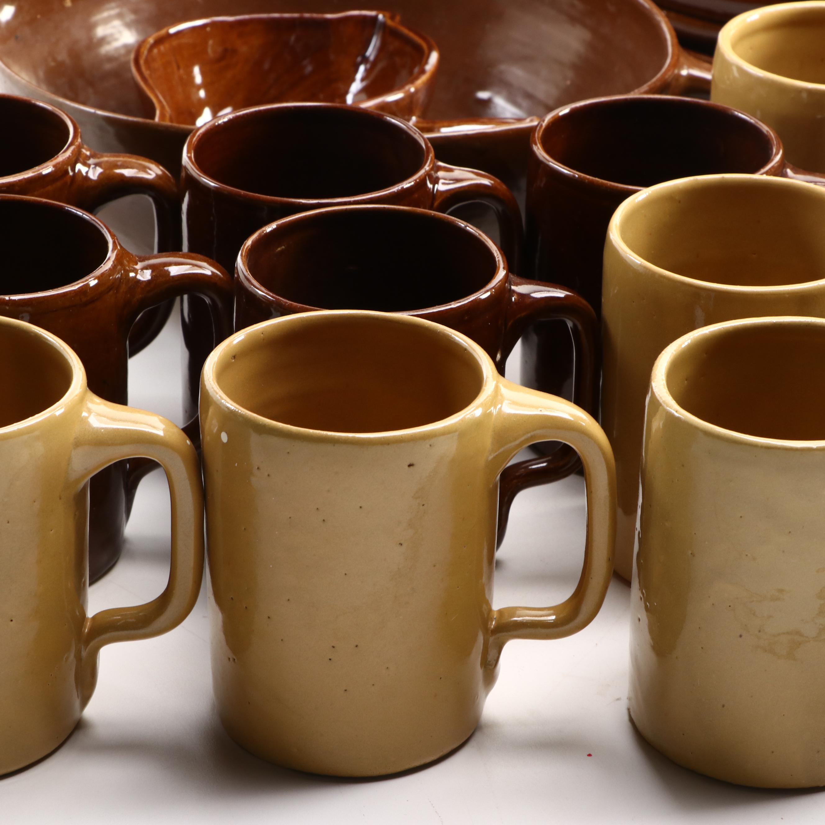 Bybee Brown Glaze Ceramic Mugs and More Glazed Ceramic Table Accessories