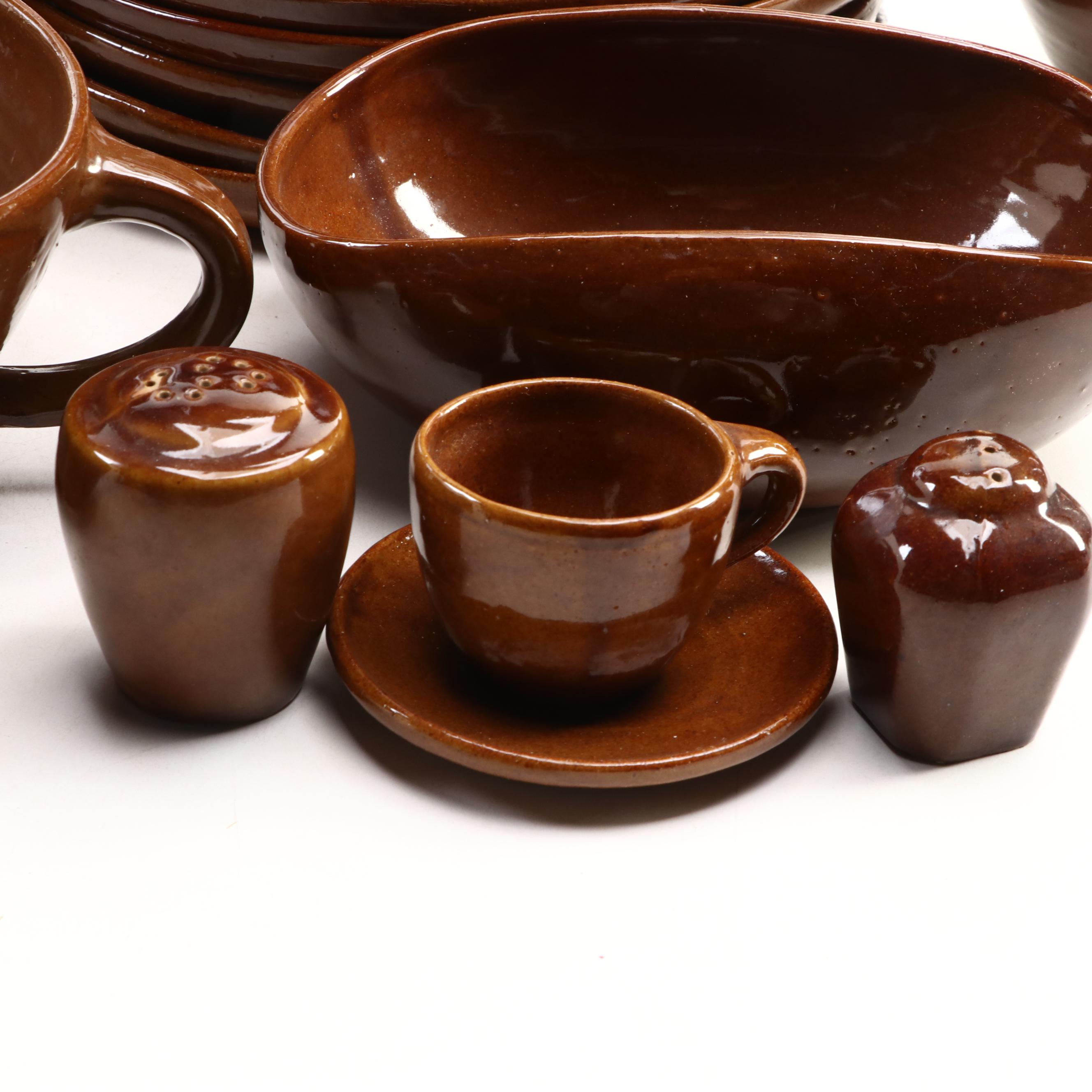 Bybee Brown Glaze Ceramic Mugs and More Glazed Ceramic Table Accessories