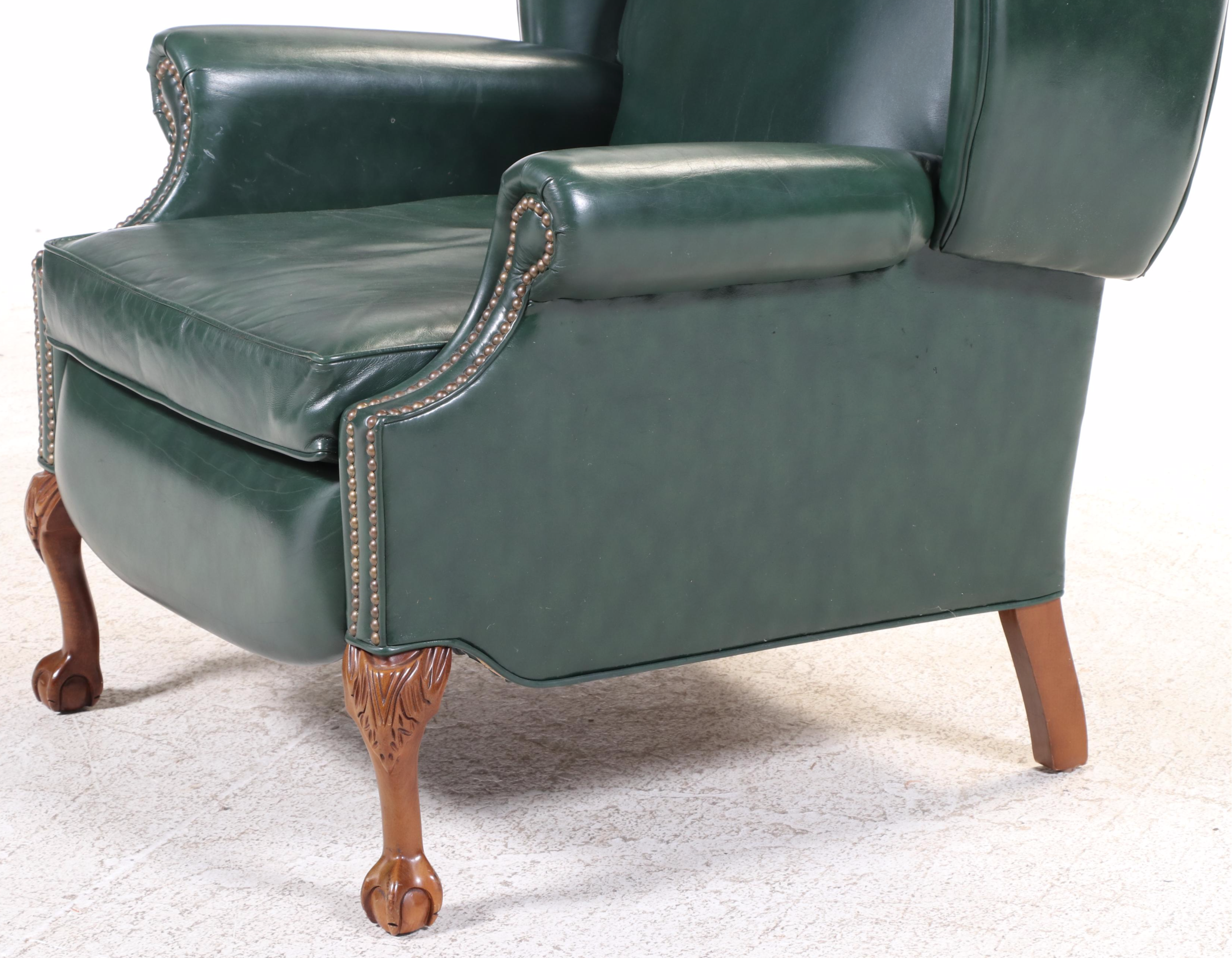 La-Z-Boy Chippendale Style Leather-Touch Wingback Recliner, Late 20th Century