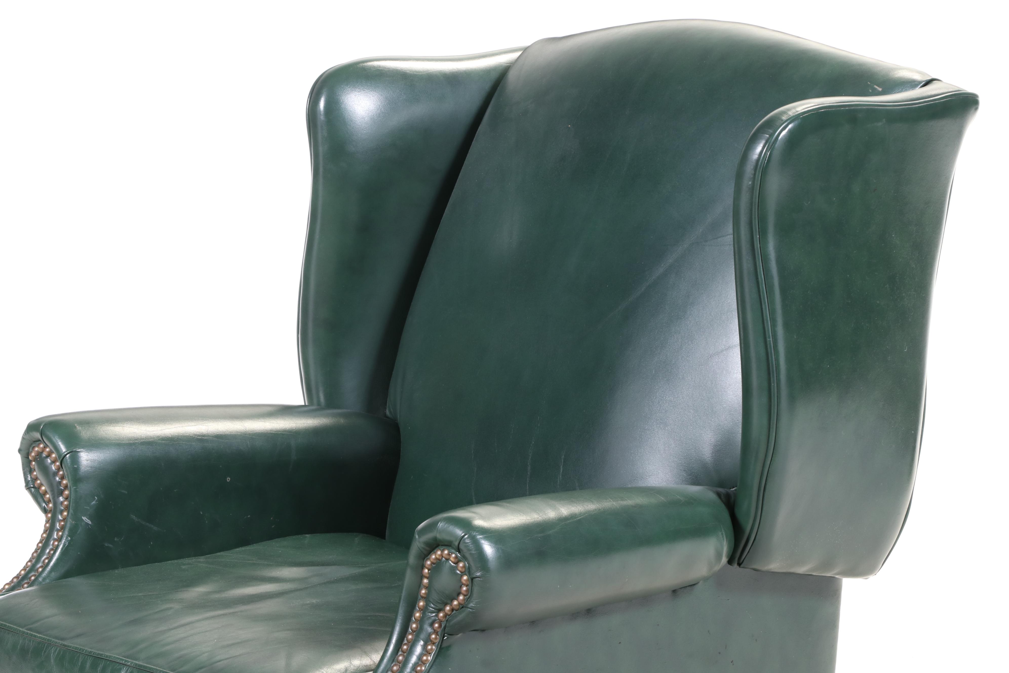 La-Z-Boy Chippendale Style Leather-Touch Wingback Recliner, Late 20th Century