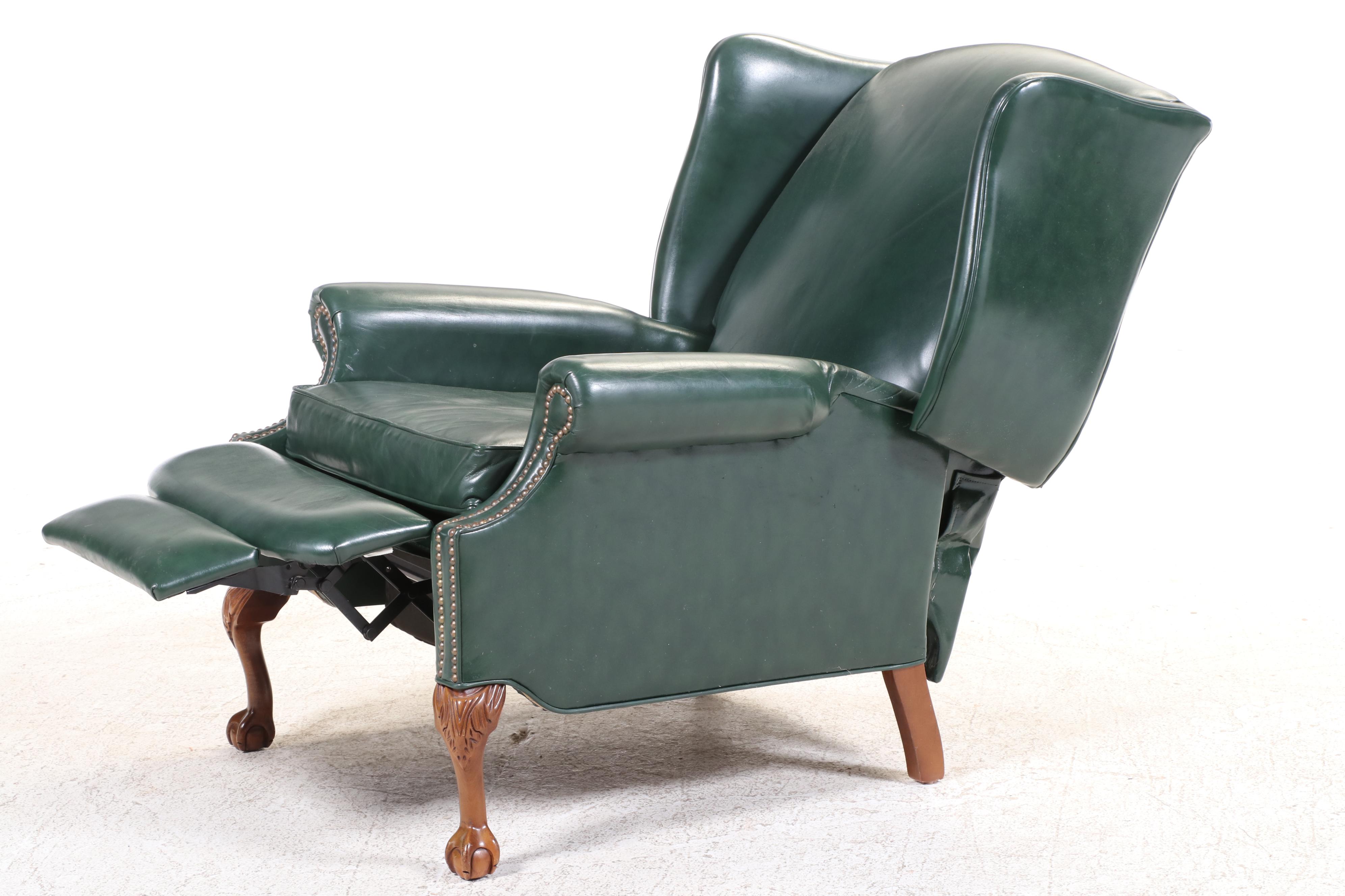 La-Z-Boy Chippendale Style Leather-Touch Wingback Recliner, Late 20th Century
