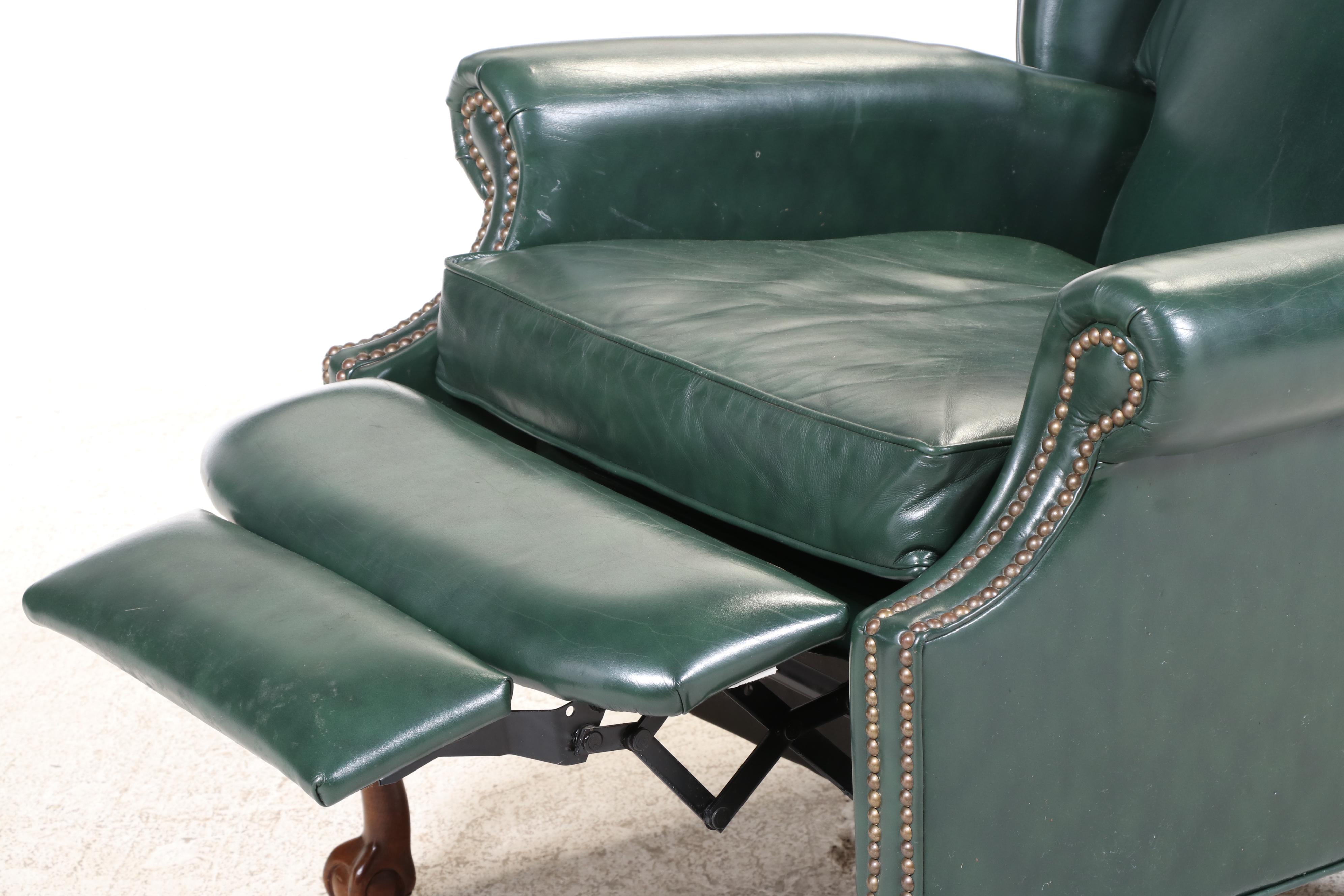 La-Z-Boy Chippendale Style Leather-Touch Wingback Recliner, Late 20th Century