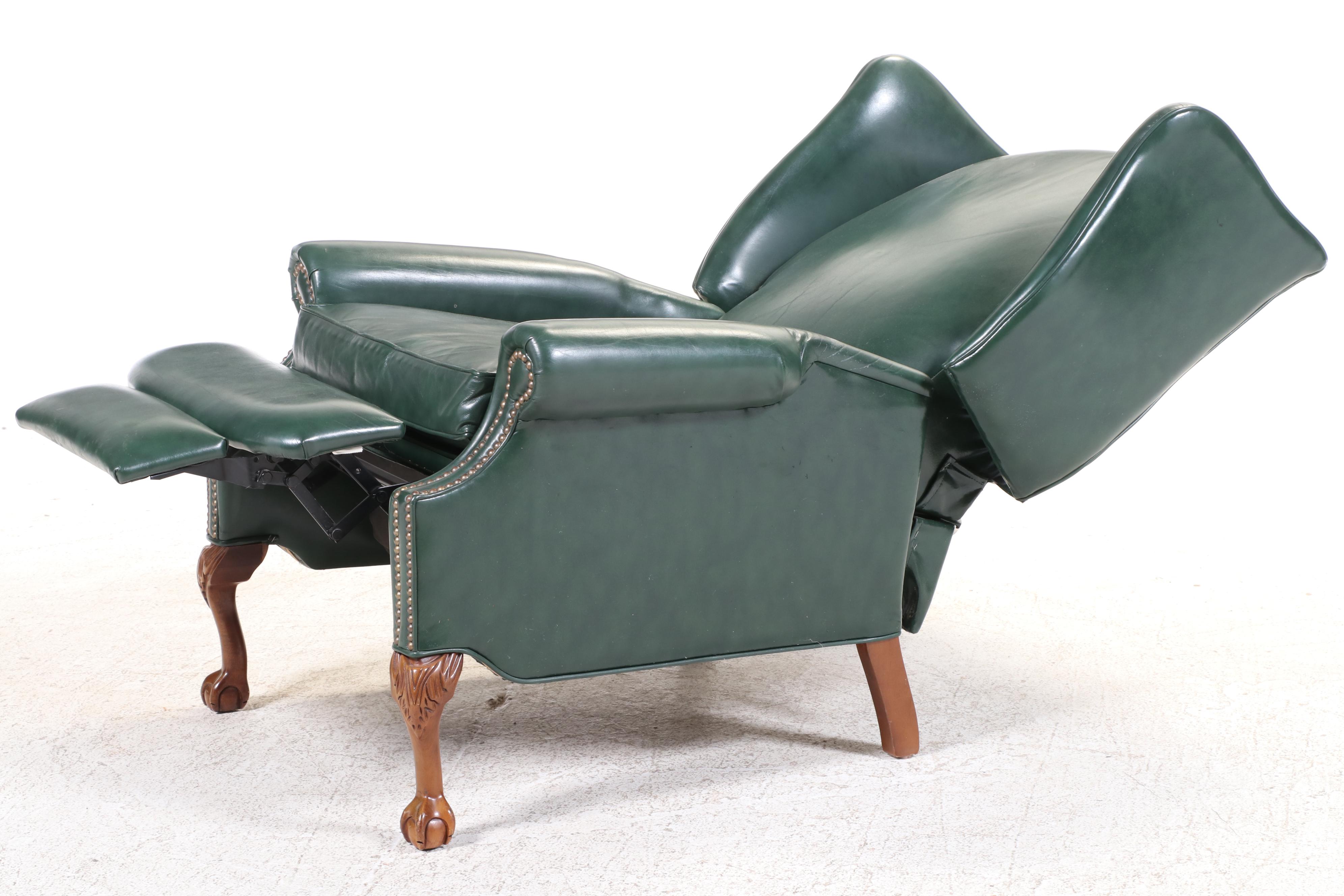 La-Z-Boy Chippendale Style Leather-Touch Wingback Recliner, Late 20th Century