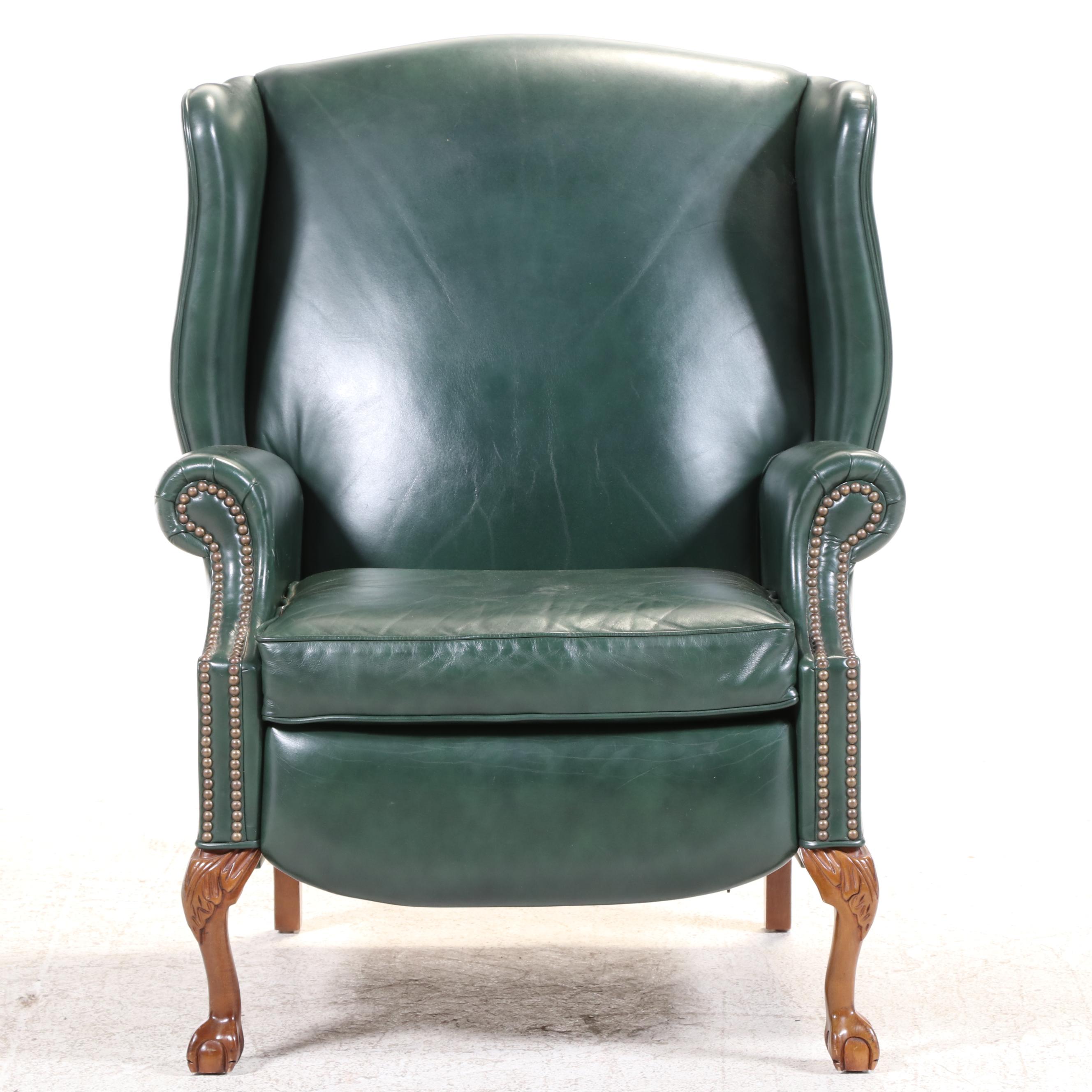 La-Z-Boy Chippendale Style Leather-Touch Wingback Recliner, Late 20th Century