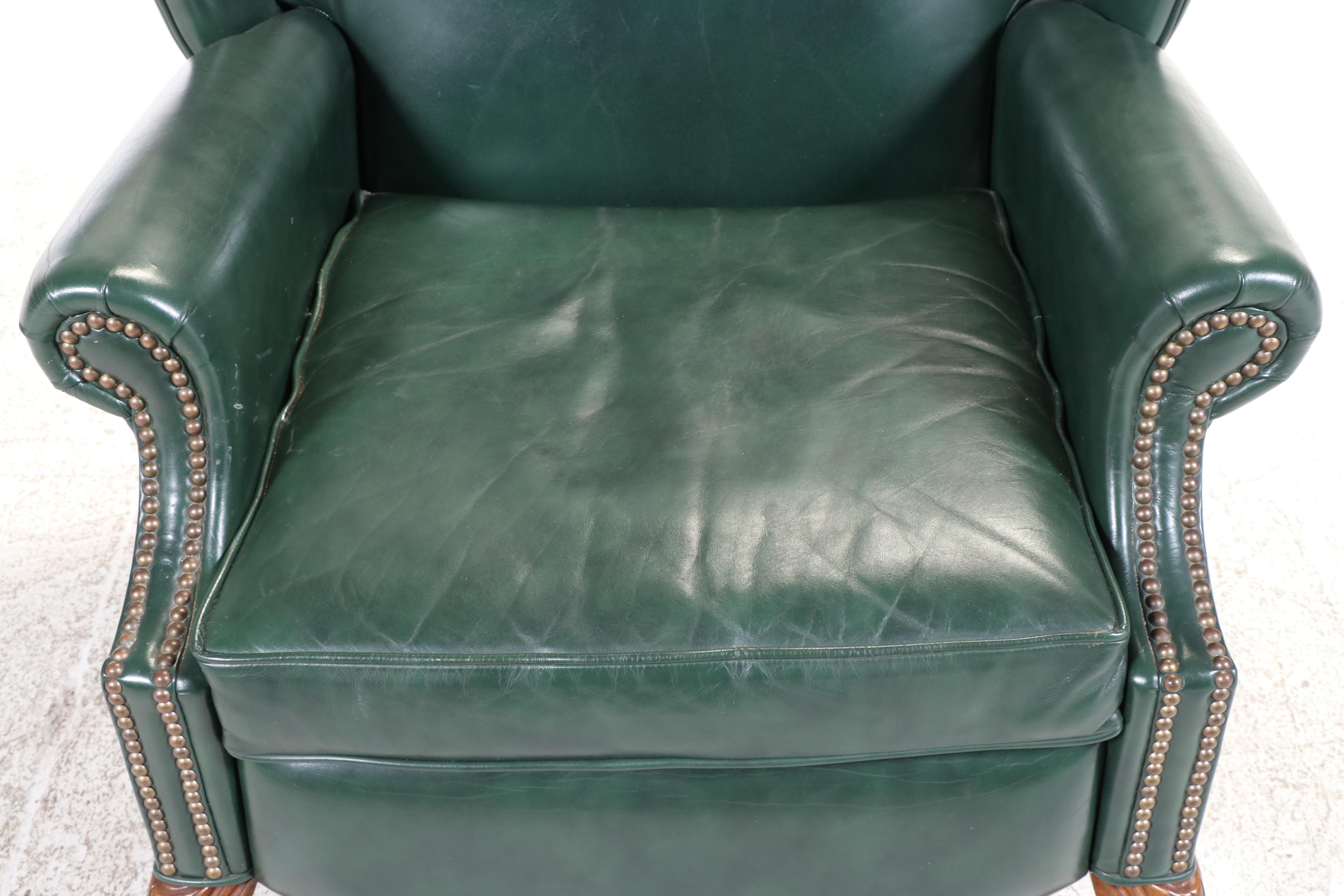 La-Z-Boy Chippendale Style Leather-Touch Wingback Recliner, Late 20th Century