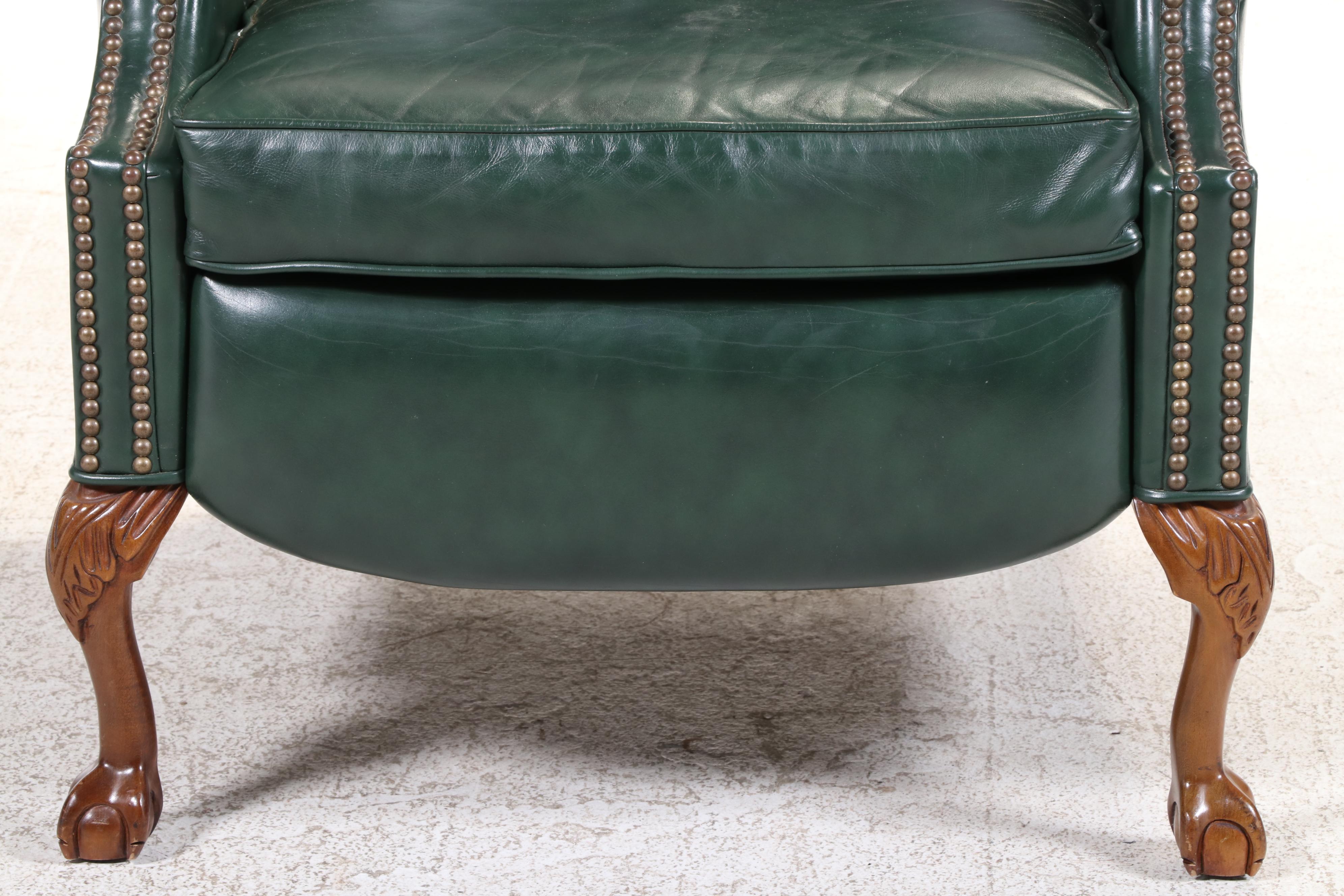 La-Z-Boy Chippendale Style Leather-Touch Wingback Recliner, Late 20th Century