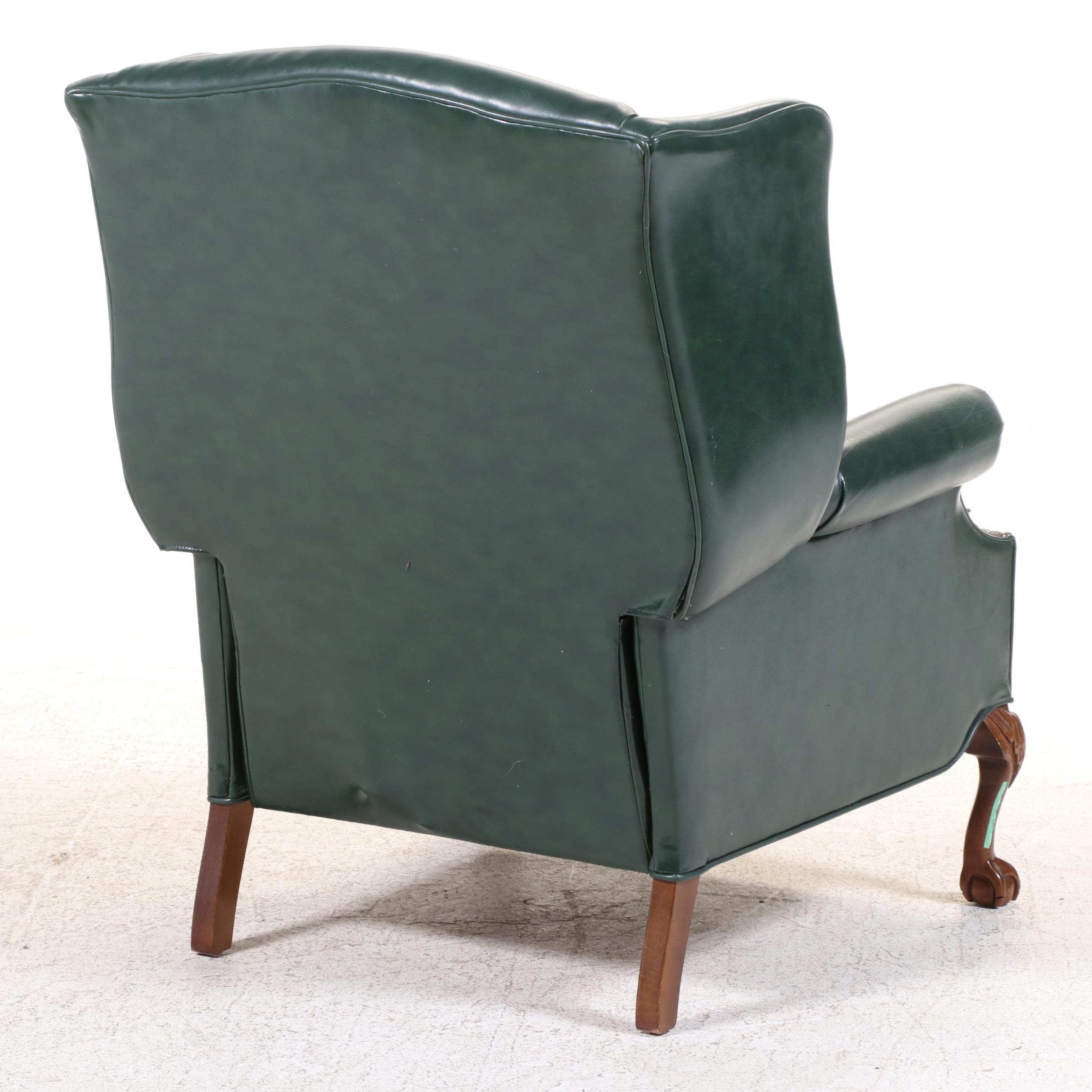 La-Z-Boy Chippendale Style Leather-Touch Wingback Recliner, Late 20th Century