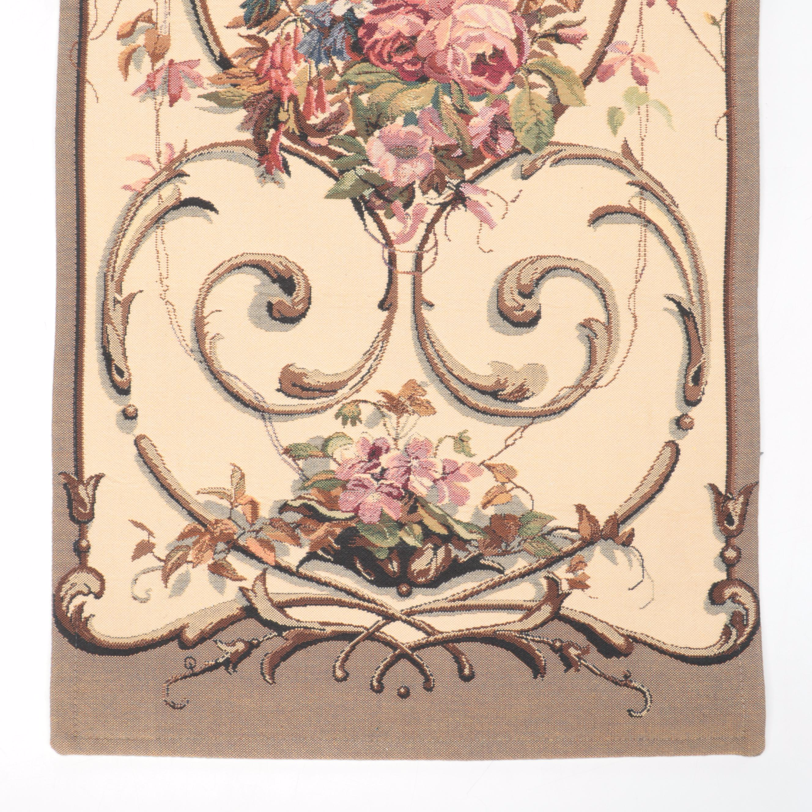 Machine-Woven Floral Tapestries, Mid to Late 20th Century