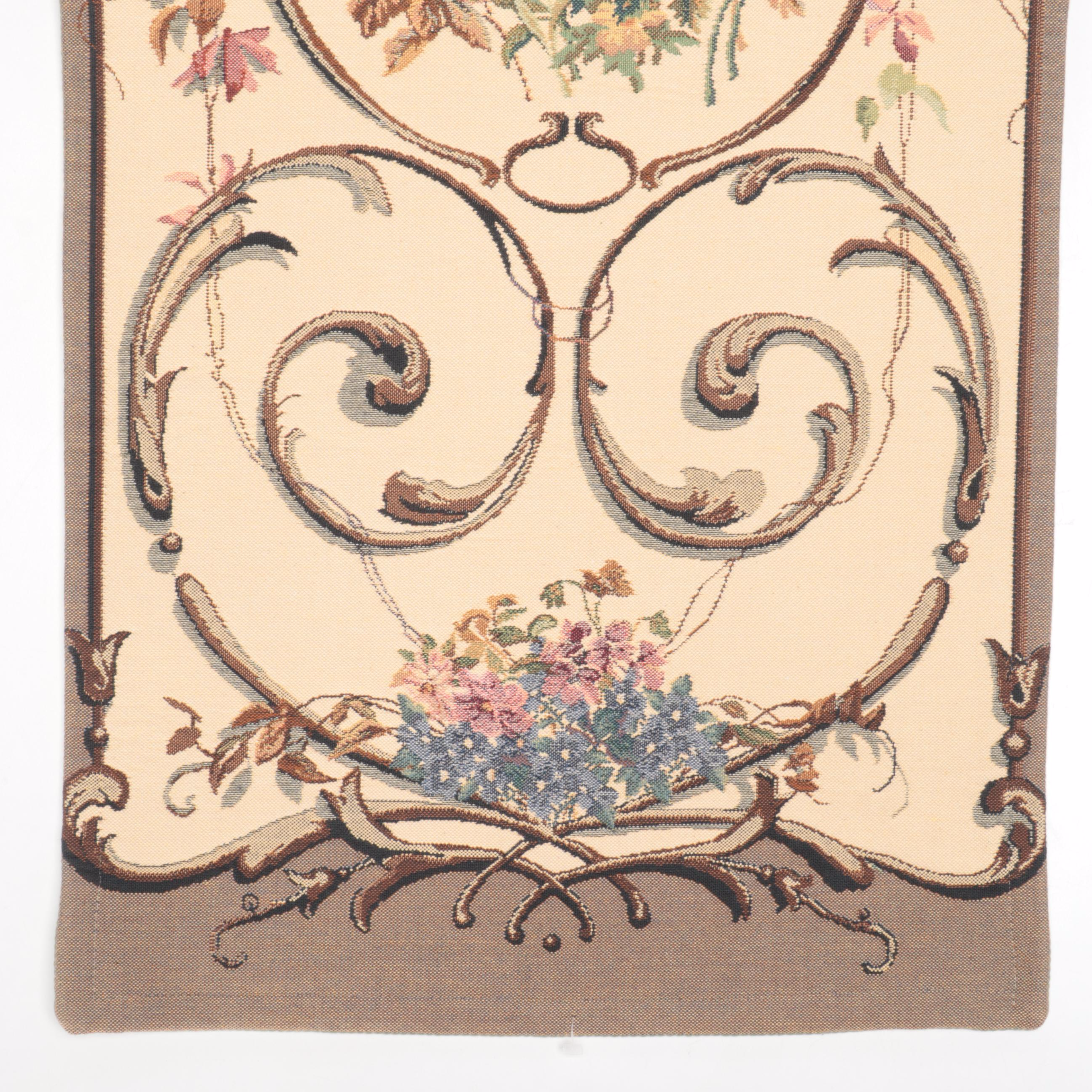 Machine-Woven Floral Tapestries, Mid to Late 20th Century