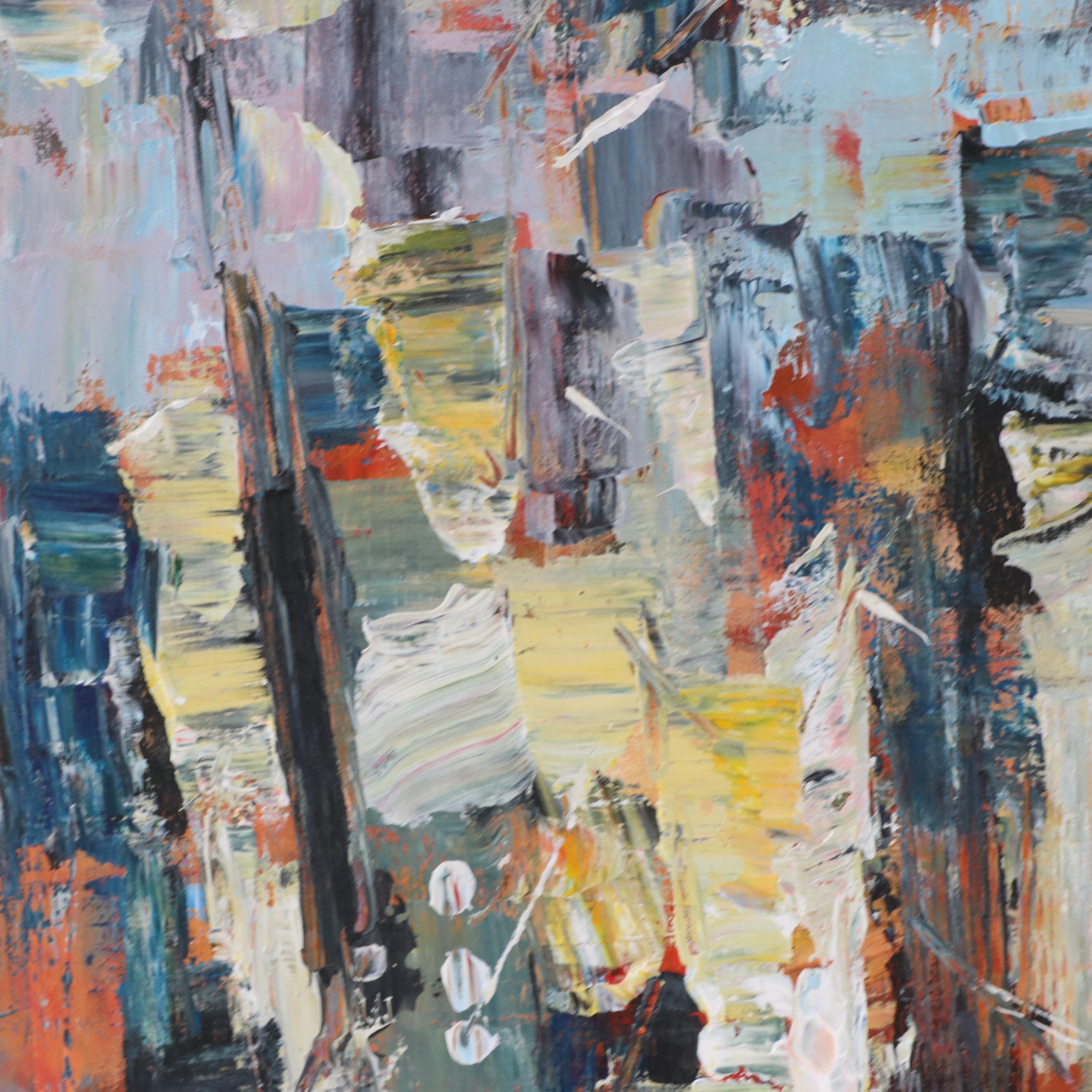 Leif Janek Abstract Acrylic Painting "Cityscape," 21st Century