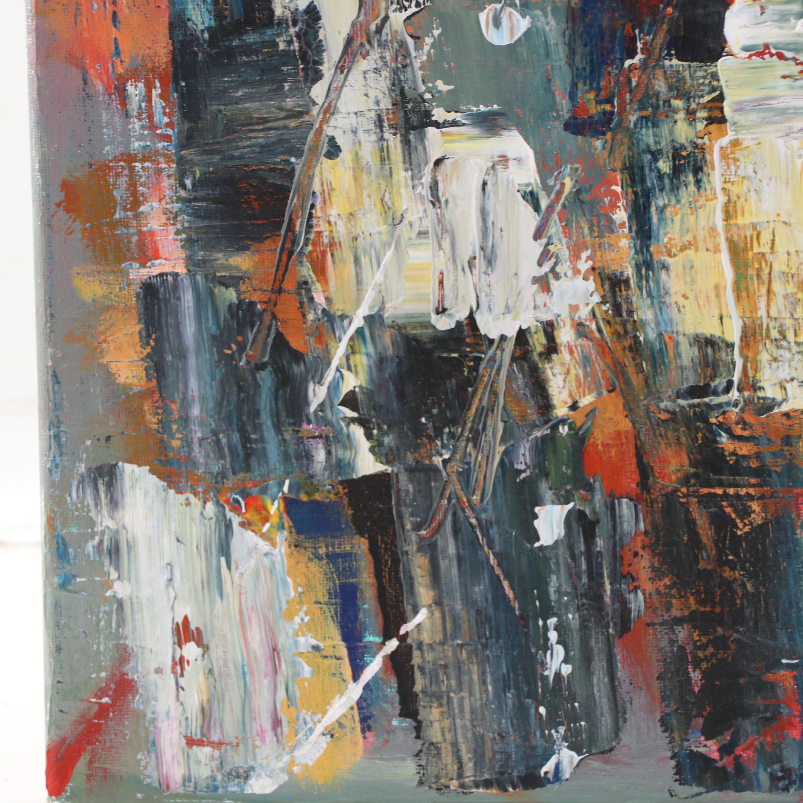 Leif Janek Abstract Acrylic Painting "Cityscape," 21st Century