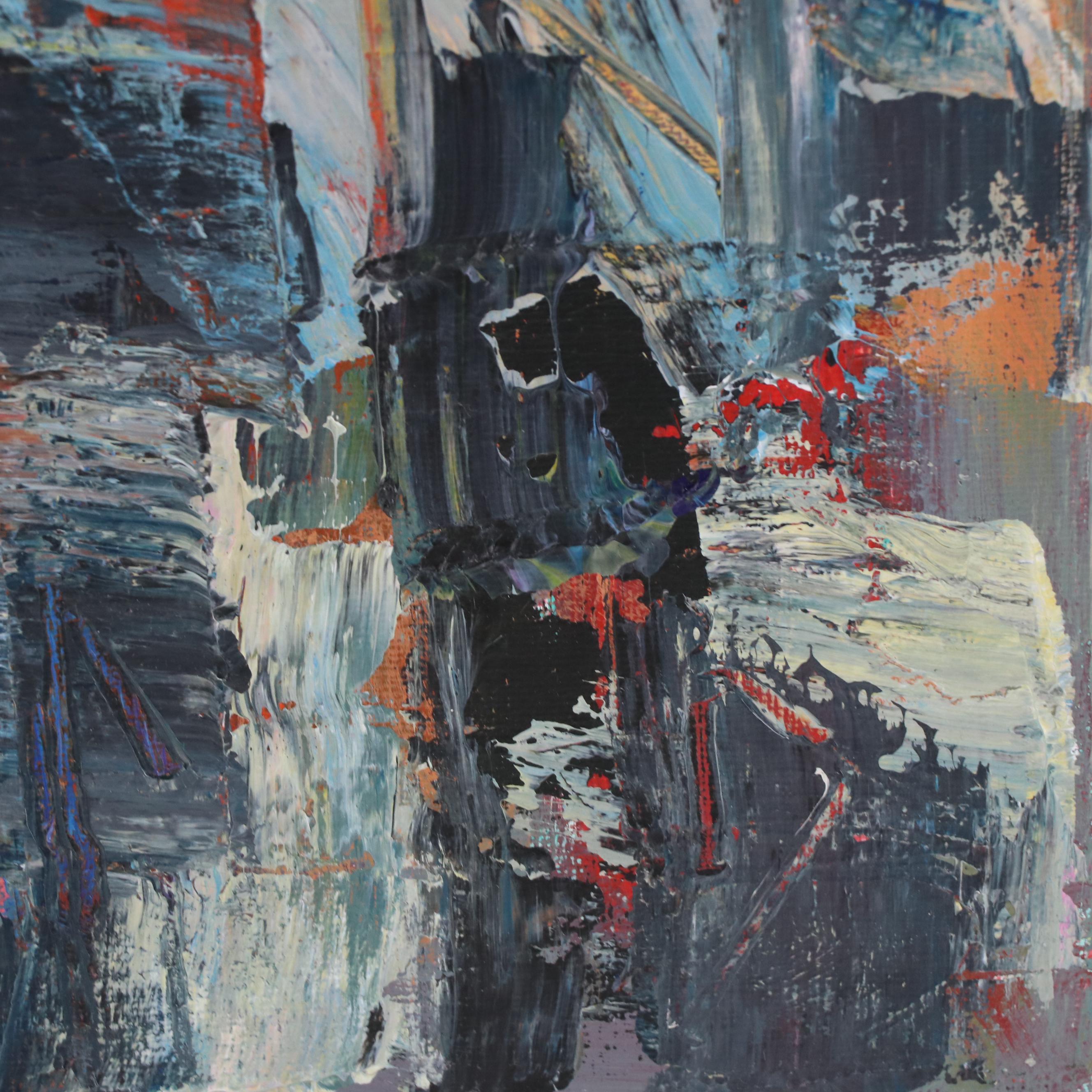 Leif Janek Abstract Acrylic Painting "Cityscape," 21st Century